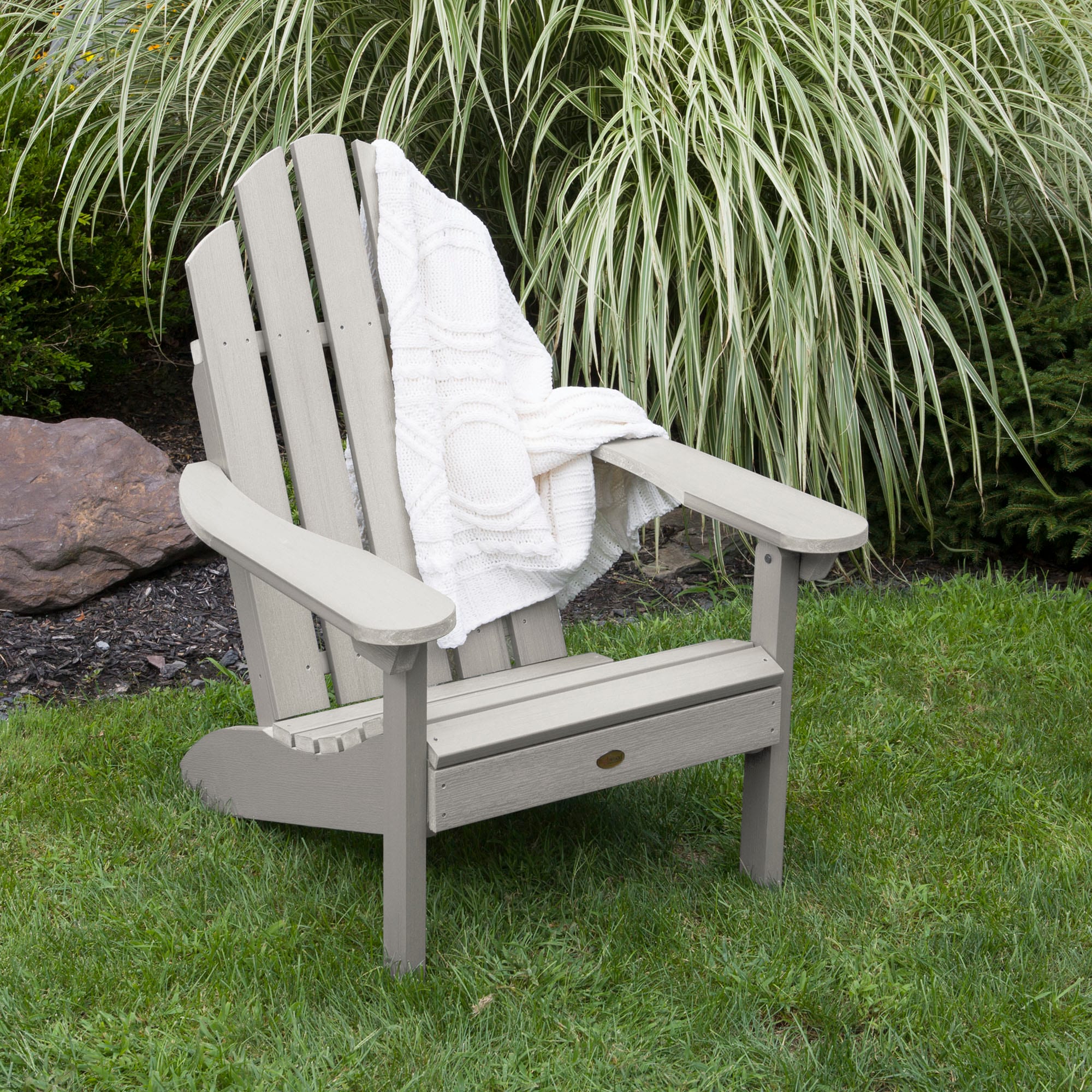 highwood AD-CLAS1-HGR Classic Westport Harbor Gray Poly-lumber Frame Stationary Adirondack Chair with Slat Seat