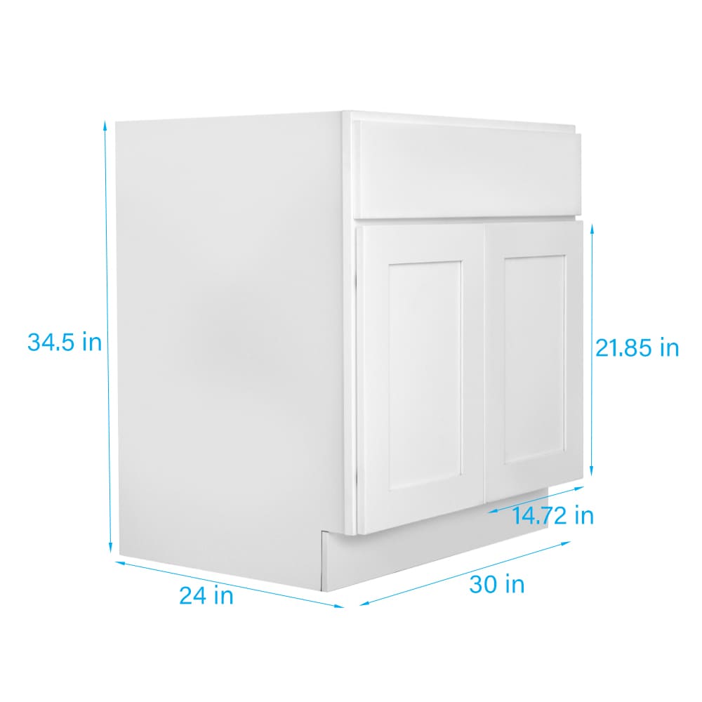 RELIABILT Fairplay 30-in W x 34.5-in H x 24-in D White Sink Base Ready To Assemble Plywood Cabinet (Recessed Panel Shaker Style)