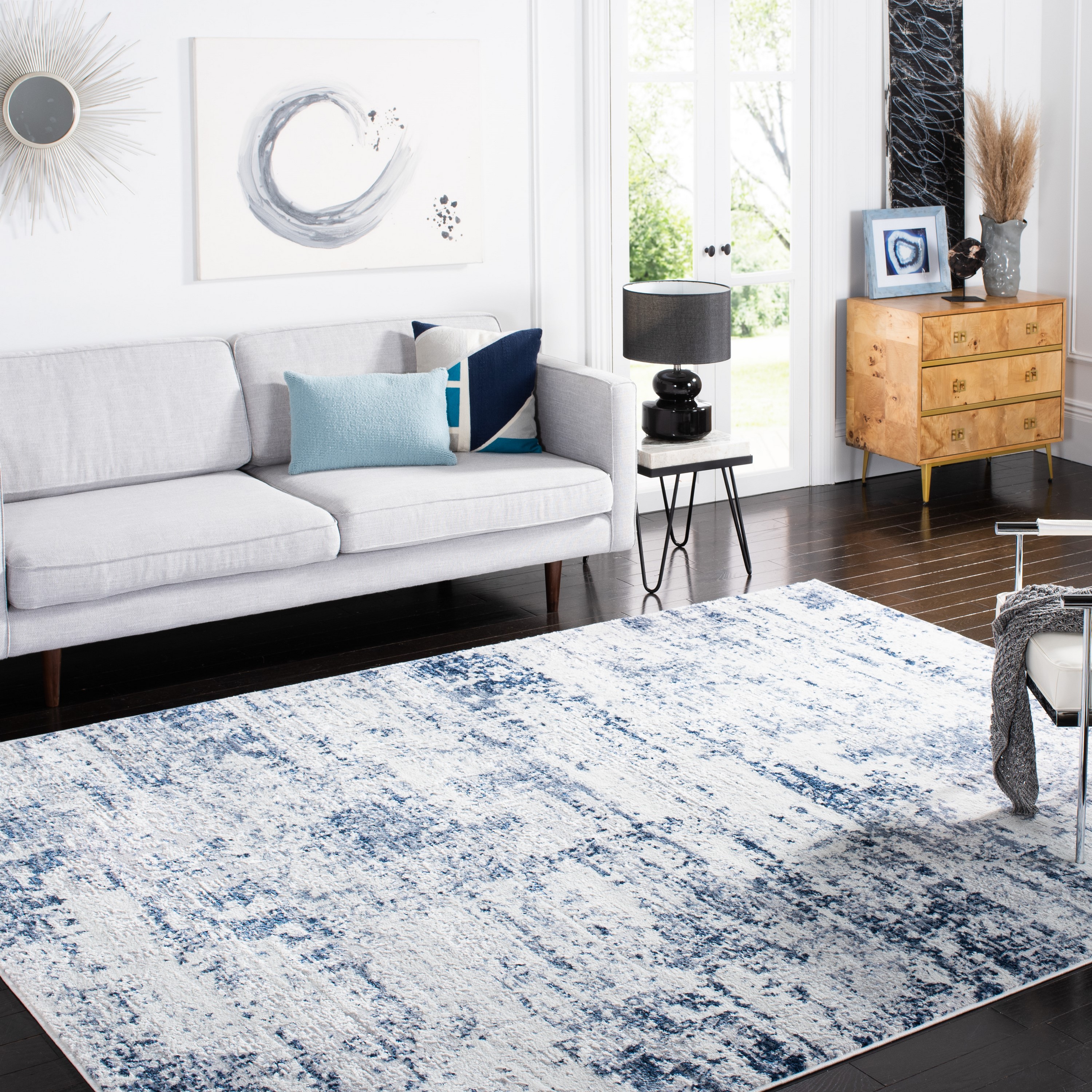 Safavieh ALA700B-9 Amelia Abruzzo 9 x 12 (ft) Loomed Synthetic Ivory/Navy Rectangular Indoor Abstract Area rug
