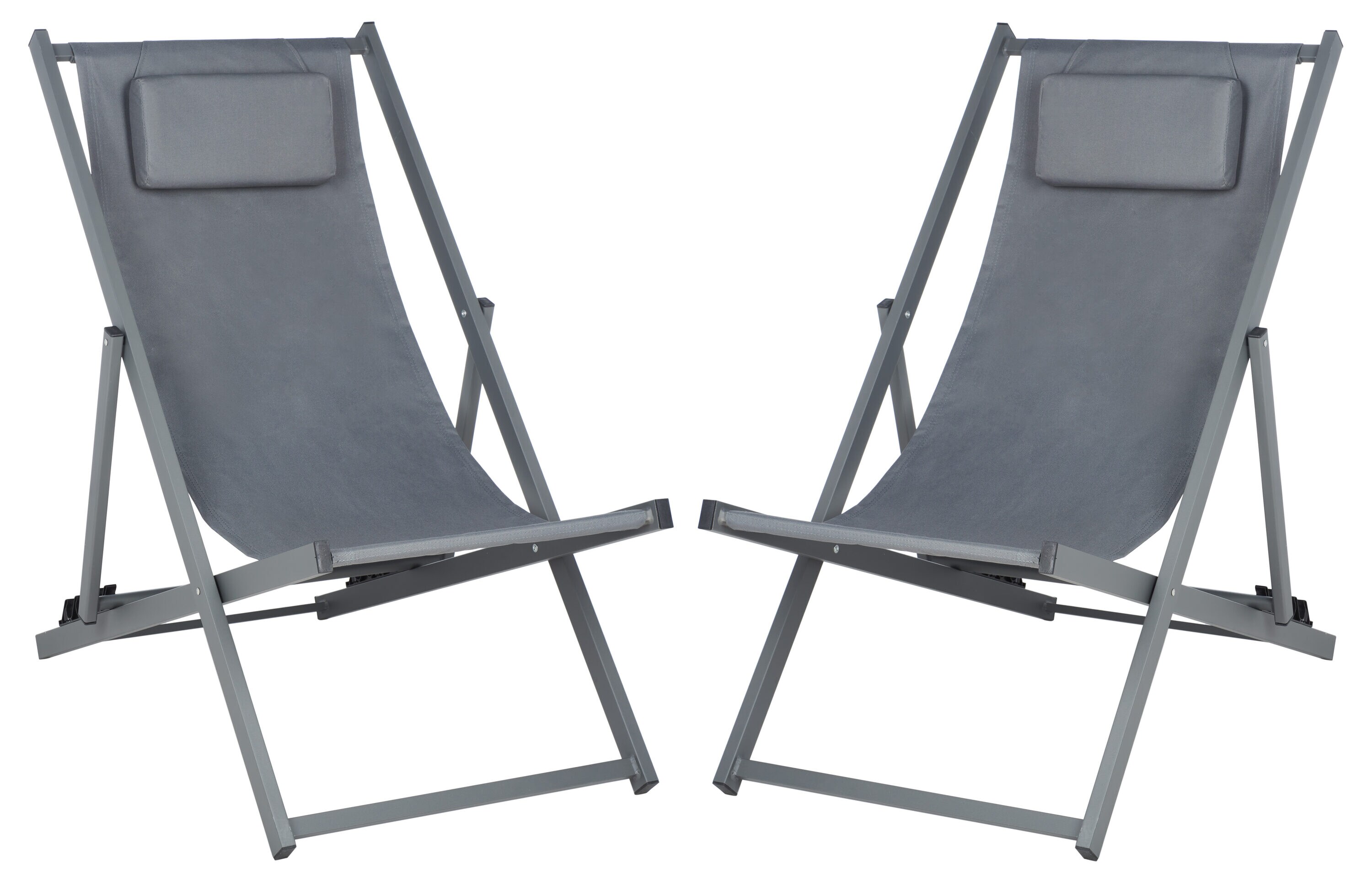 Camlin Grey Aluminum Frame Adjustable Folding Sling Chair Set of 2
