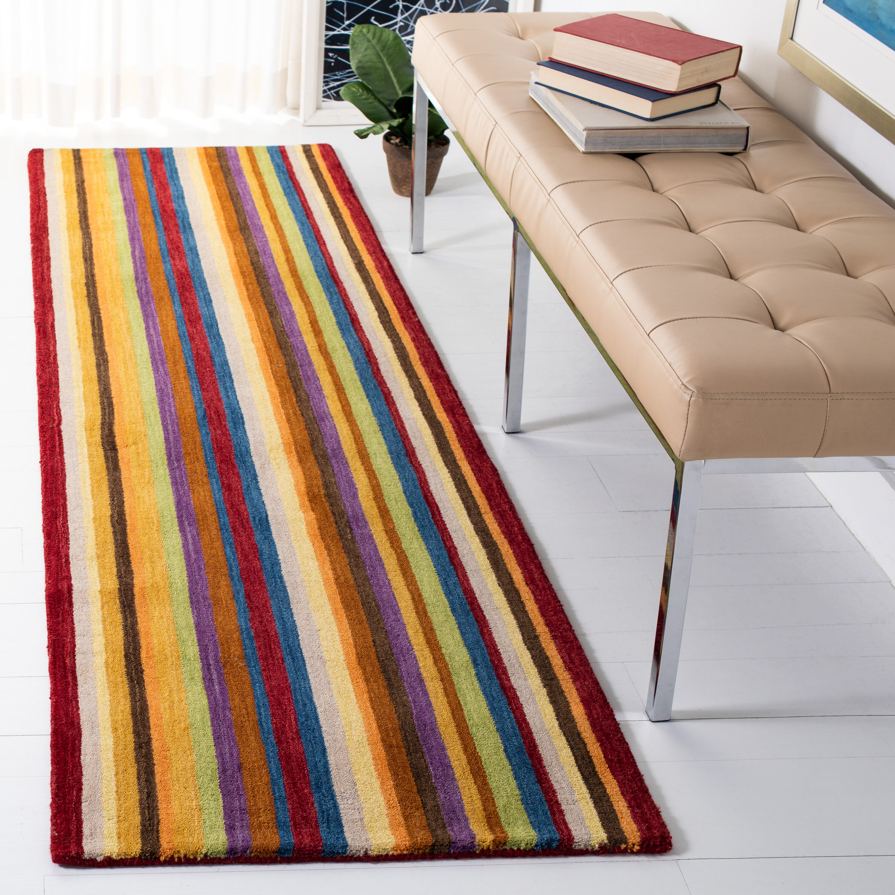  Himalaya 582 Red/Multi Contemporary 2ft-3in x 8ft Runner Rug