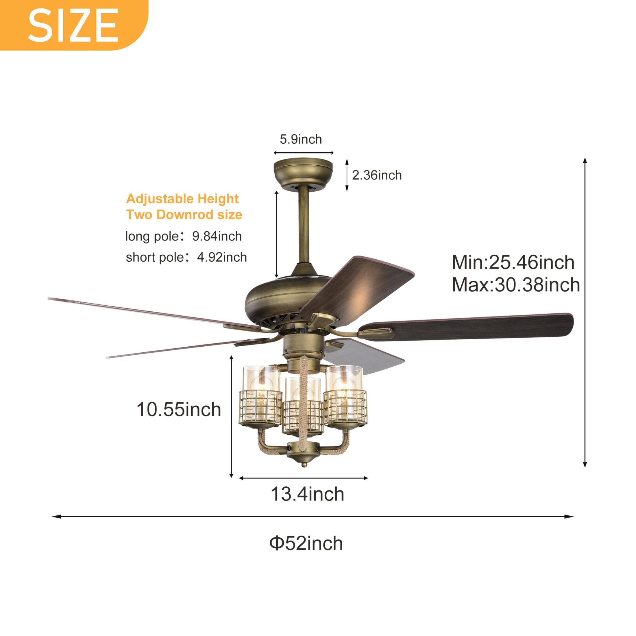 WELLFOR AMVS-C02 Ceiling-Fans - View #2