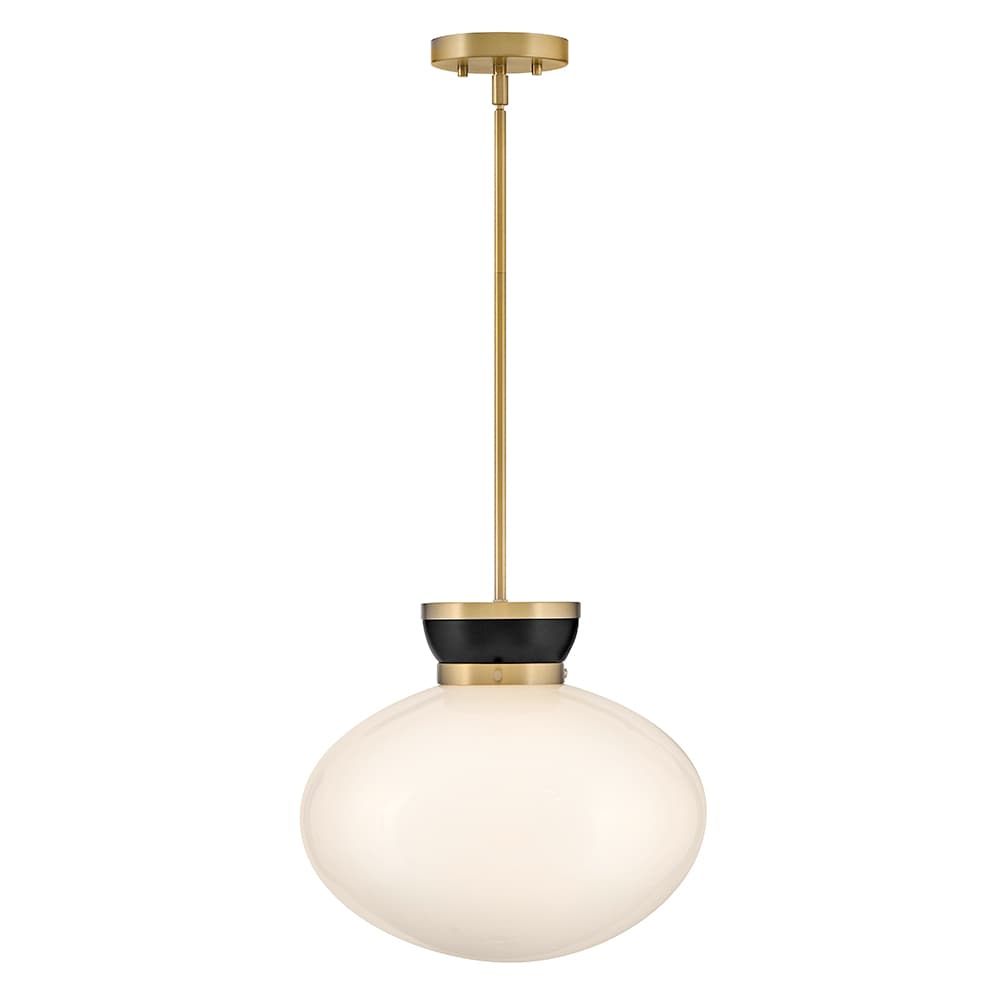 Lark 83604BK-LCB Lucy Black + Lacquered Brass Traditional Opal glass Teardrop Medium Hanging Pendant light