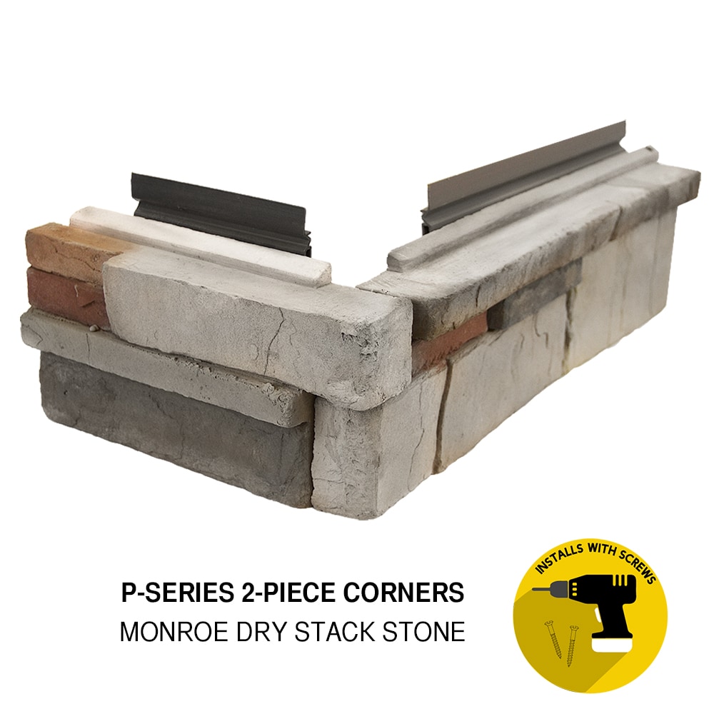 M-Rock MONROECORNERS Monroe Drystack 1.66 Linear feet Grey Base with grey, sandstone, maroon, and neutral stones Stone veneer