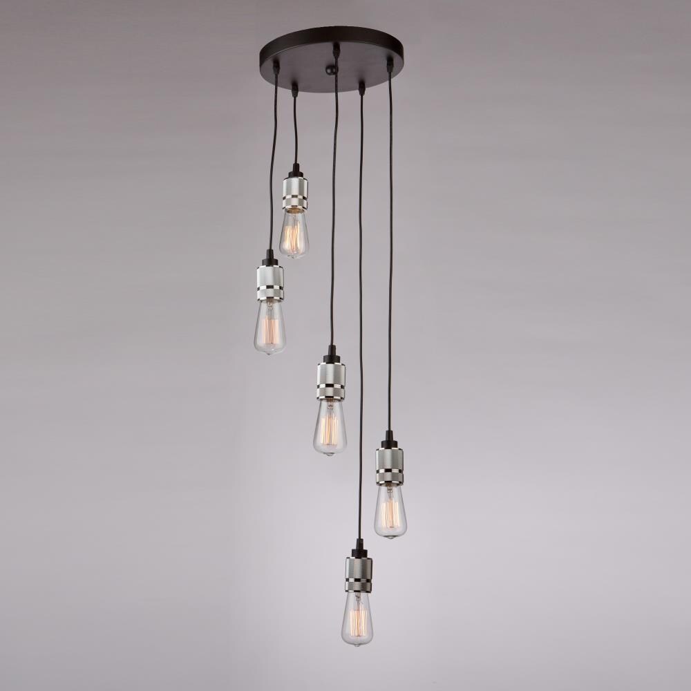 ARTCRAFT AC10577CH Jersey 5 -Light Polished Chrome Industrial For Use in Bedrooms, Dining Rooms, Foyers, Kitchens, Living Rooms Chandelier