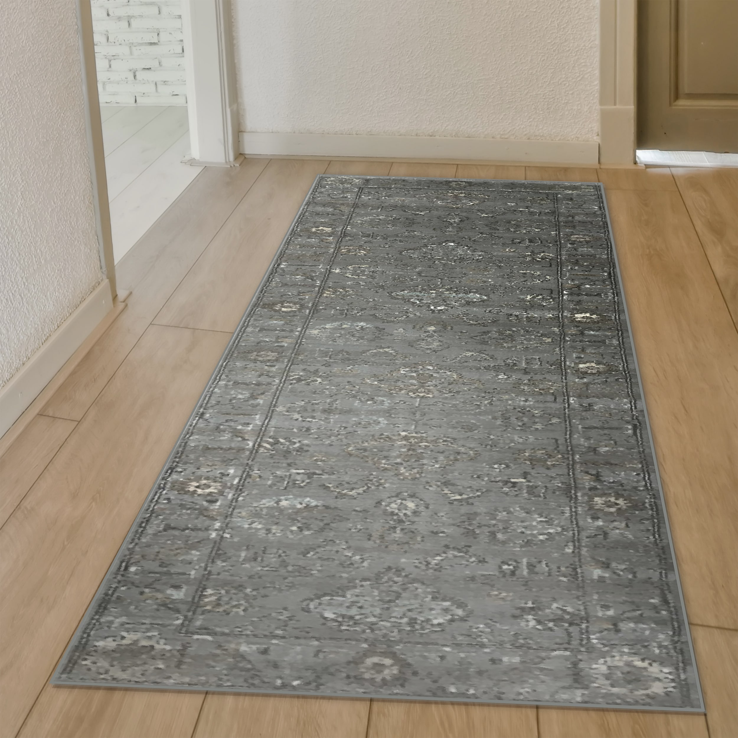 Radici USA 3562/0033/GREY Colosseo 2 x 8 (ft) Polypropylene Gray Rectangular Indoor Distressed/Overdyed Vintage Runner rug