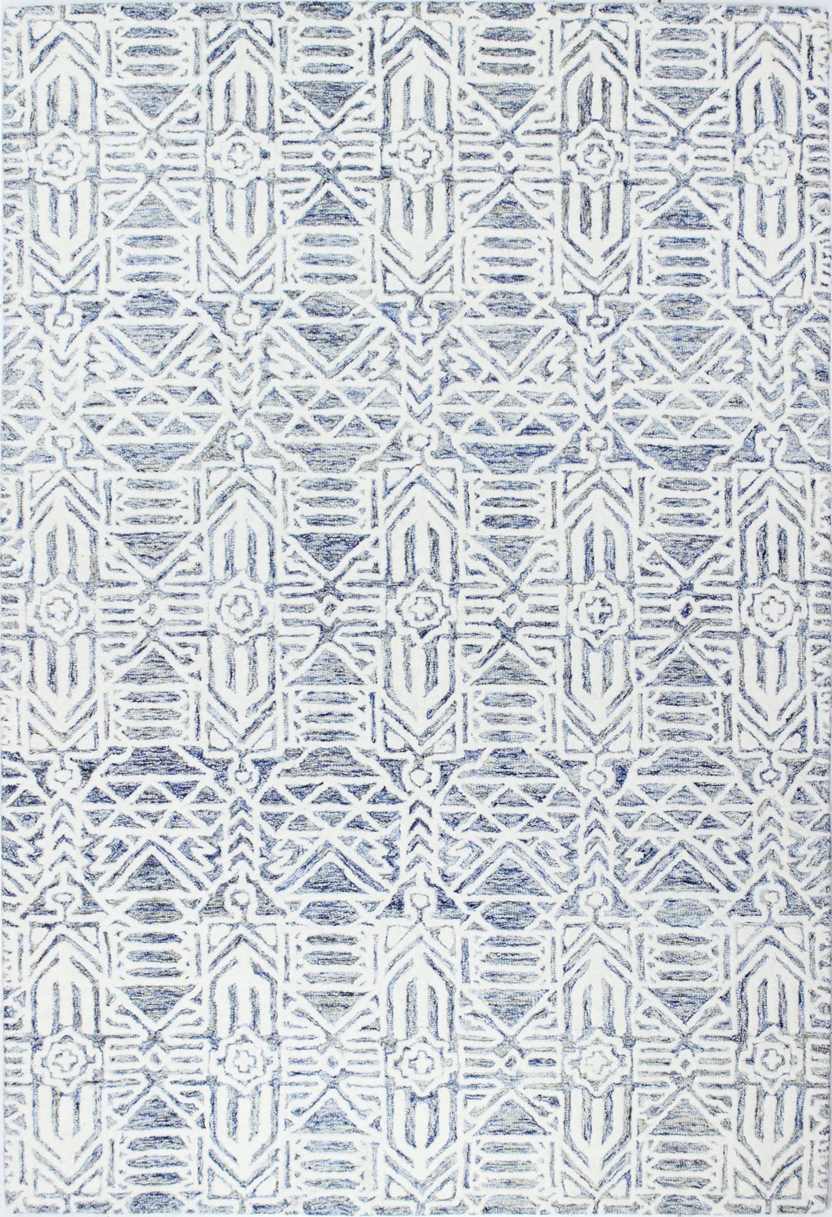 Bashian 649652292502 8 X 10 (ft) Wool Ivory/Blue Indoor Geometric Moroccan Area Rug