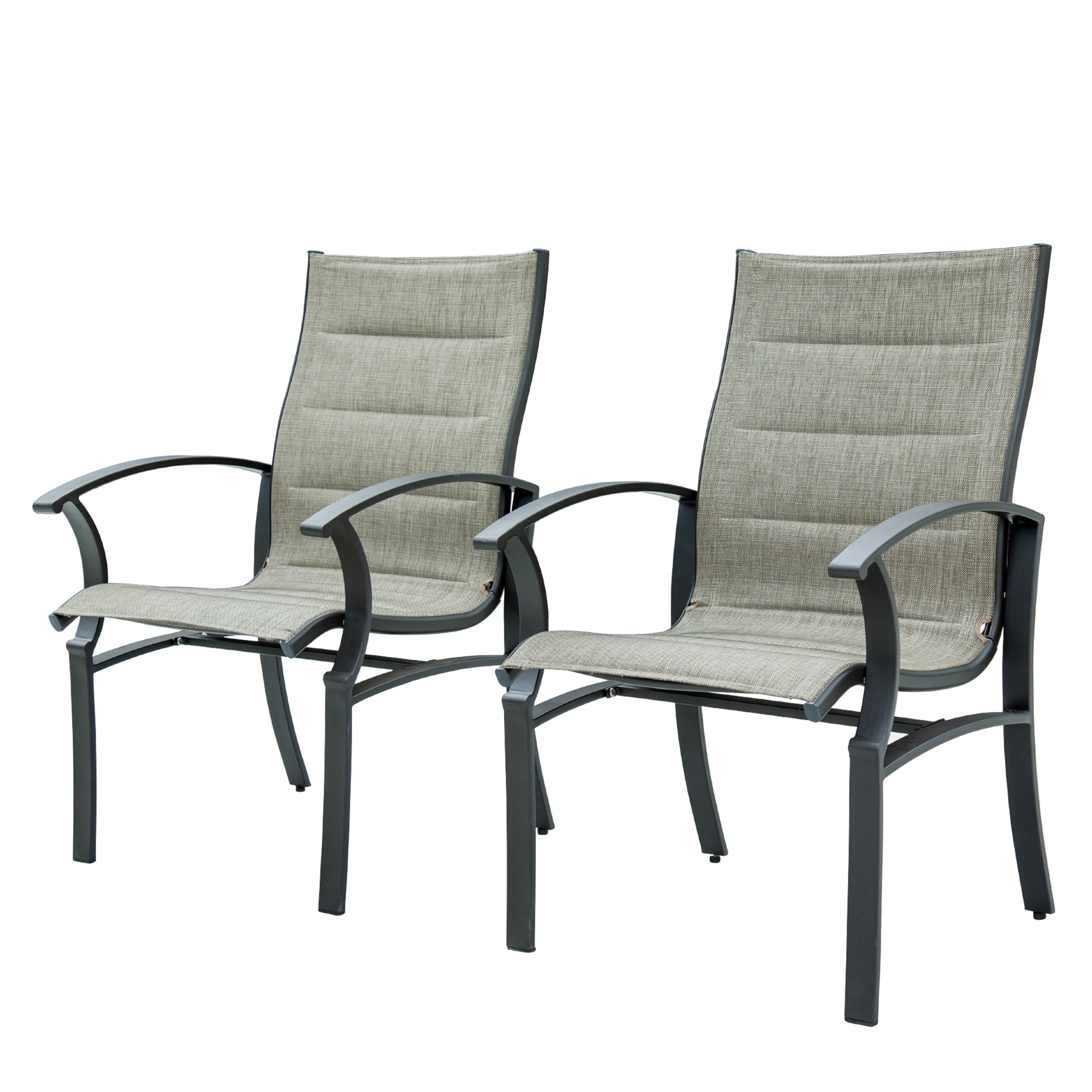 CESICIA W225-OPS-38 Patio Chairs Set of 2 Gray Steel Frame Stationary Dining Chair with Gray Mesh Seat