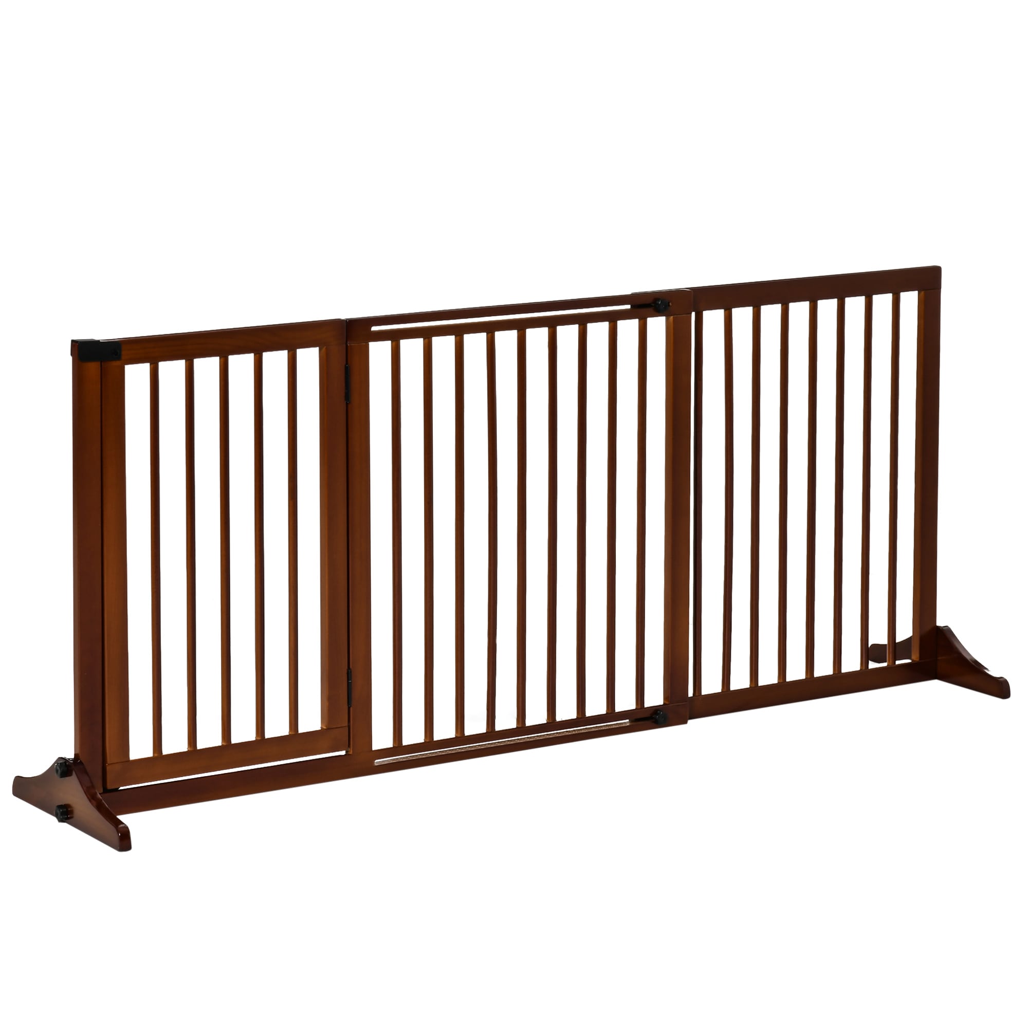 LOVMOR SF-M-W2225P166424 PawHut Adjustable Wooden Pet Gate Freestanding Dog Fence  Brown 44.5Inch65.25Inch L x 14.25Inch H