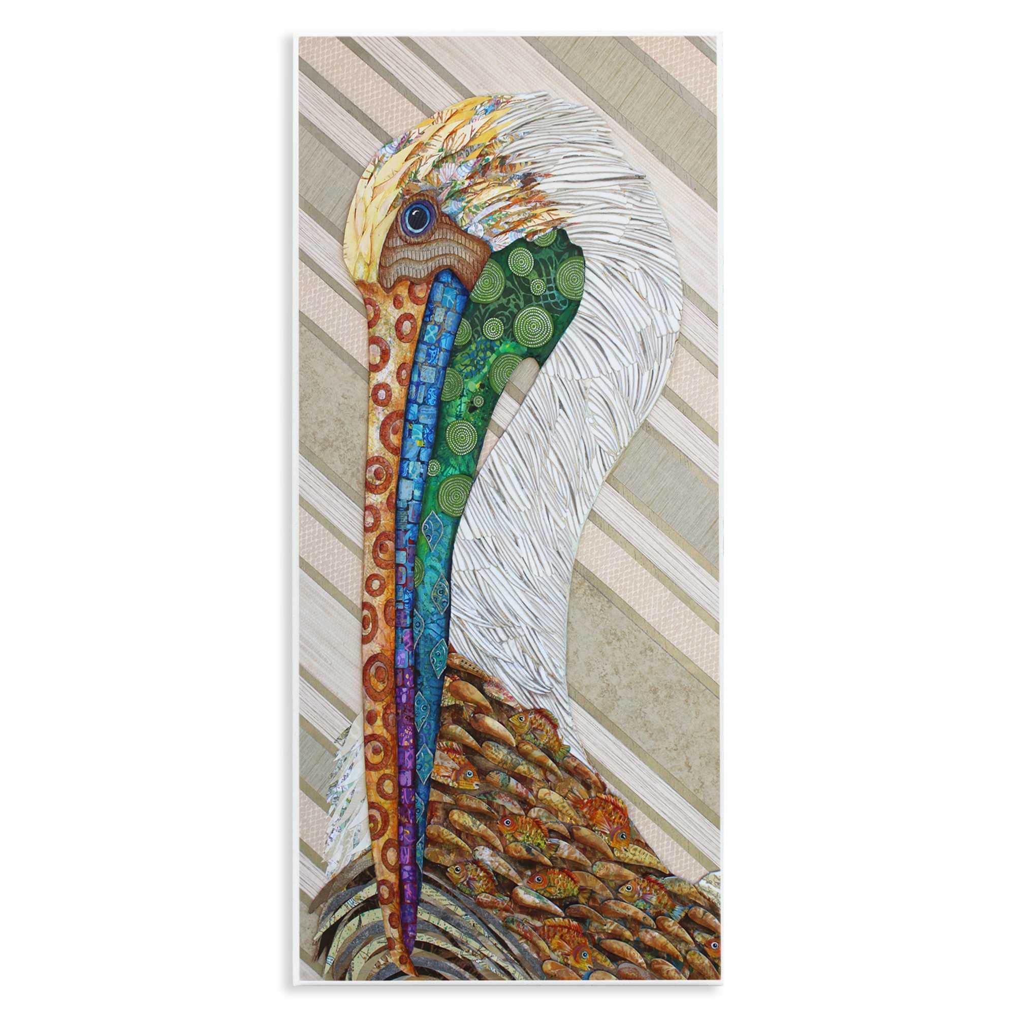 Stupell Industries Wild And Free Collaged Pelican Wall Plaque Art 7 x 17
