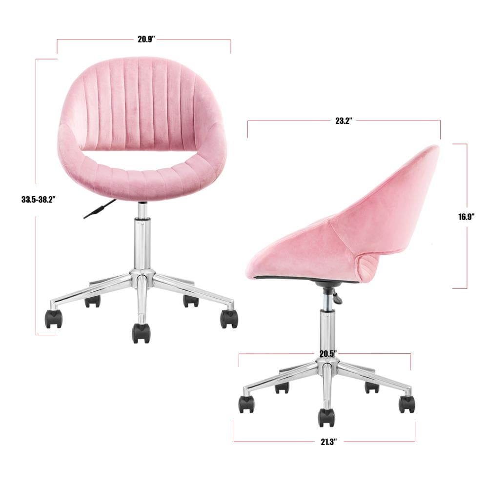 Ovios Moiran Pink Contemporary Ergonomic Adjustable Height Swivel