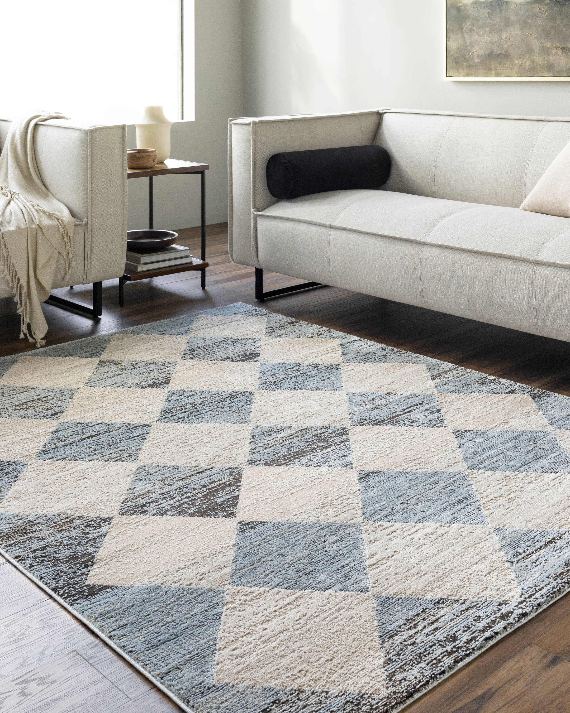 Livabliss ALG2349-679 Allegro 7 x 9 (ft) Loomed Polyester Blue Rectangular Indoor Geometric Mid-Century Modern Area rug