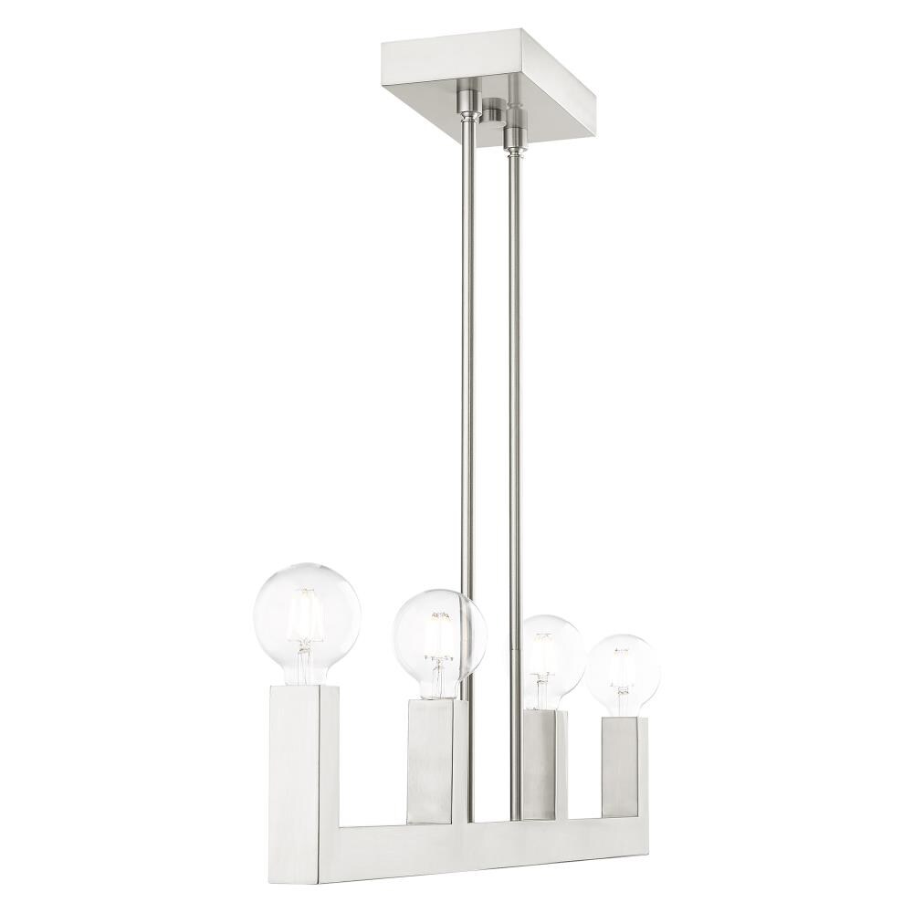 Sleek Minimalist Brushed Nickel & Crystal 4-Light Linear Chandelier