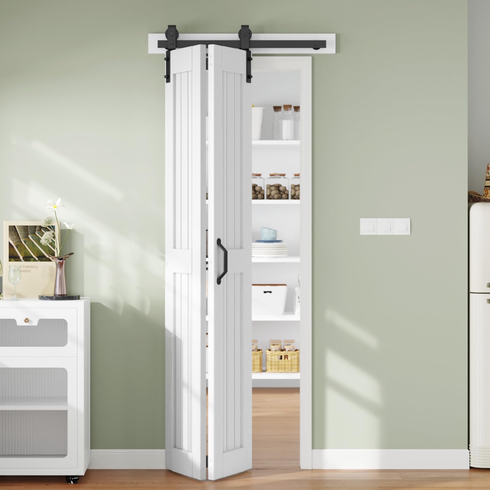 LILILIAN FMY Bifold Barn Door 30 x 84 in Double 15 inch Bi-fold Sliding ...