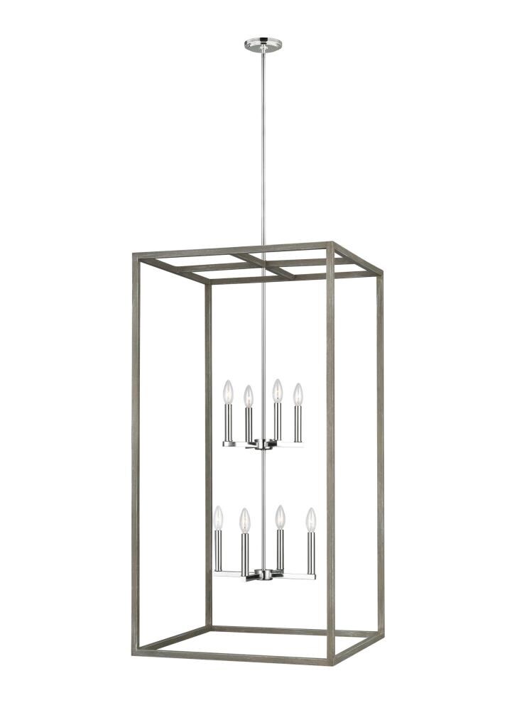 Generation Lighting 5234508-872 Moffet Street 8 -Light Washed Pine Industrial Geometric Large Hanging Pendant light