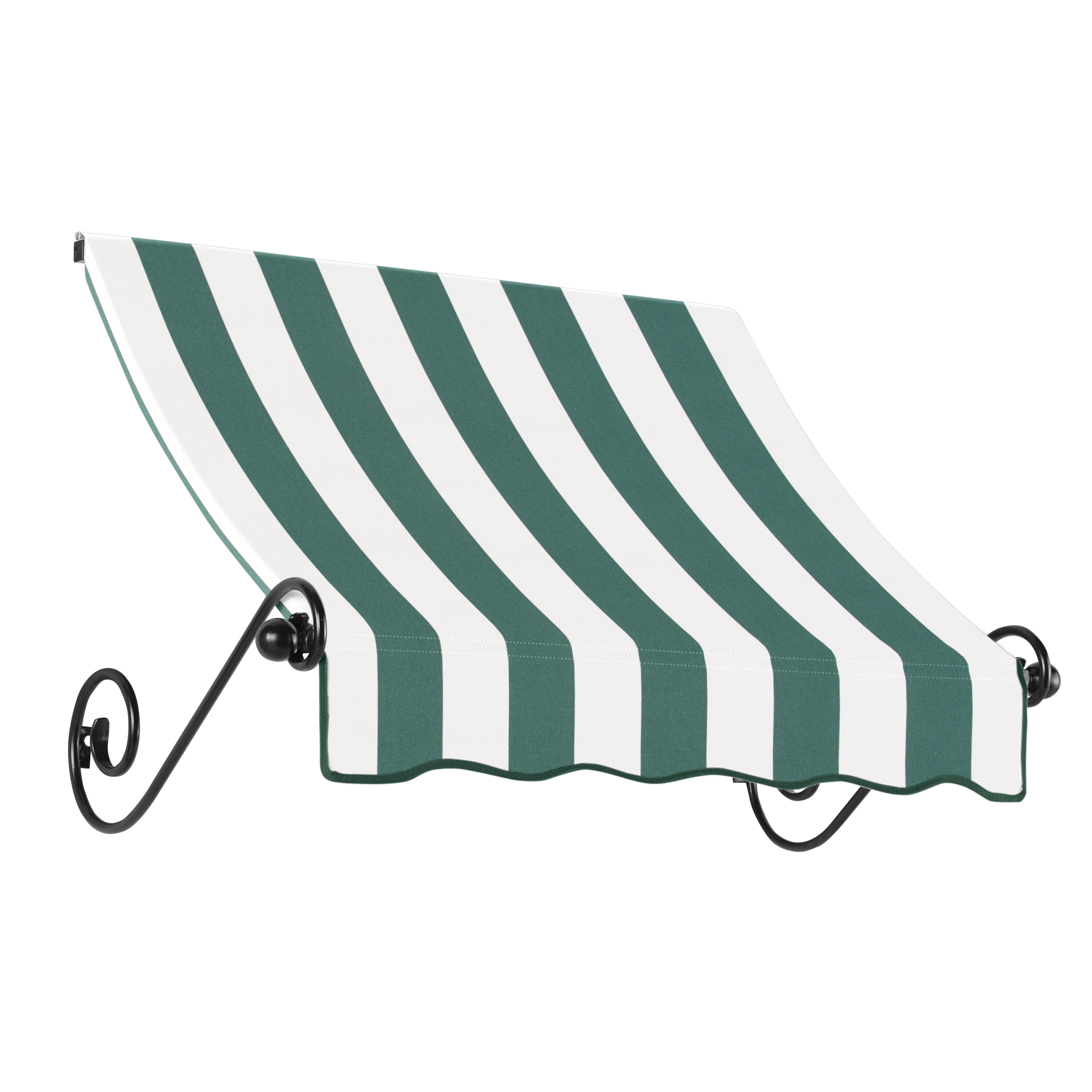 Awntech ECH23-L-3FW Charleston 40.5-in Wide x 36-in Projection x 24-in Height Fabric Forest/White Stripe Striped Fixed Window/Door Awning