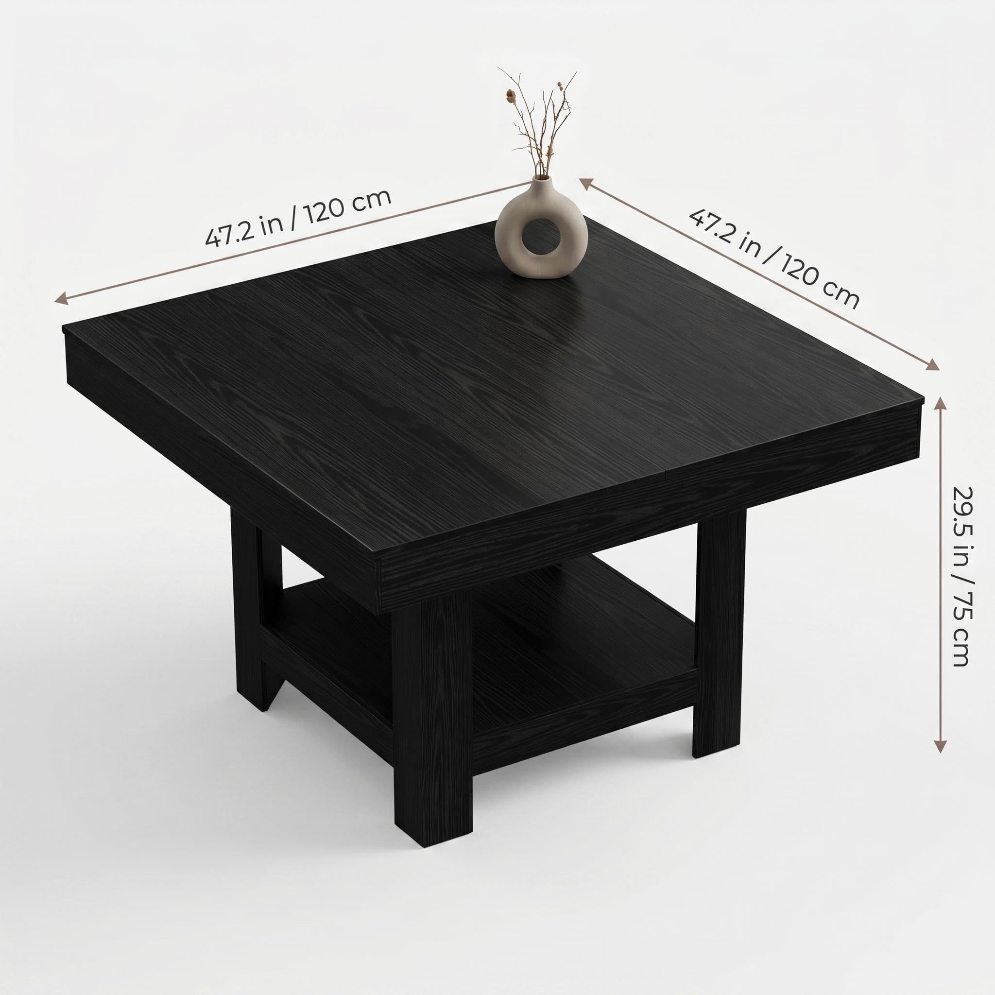 GarveeLife 47inch Farmhouse Square Dining Table for 4 with Storage ...