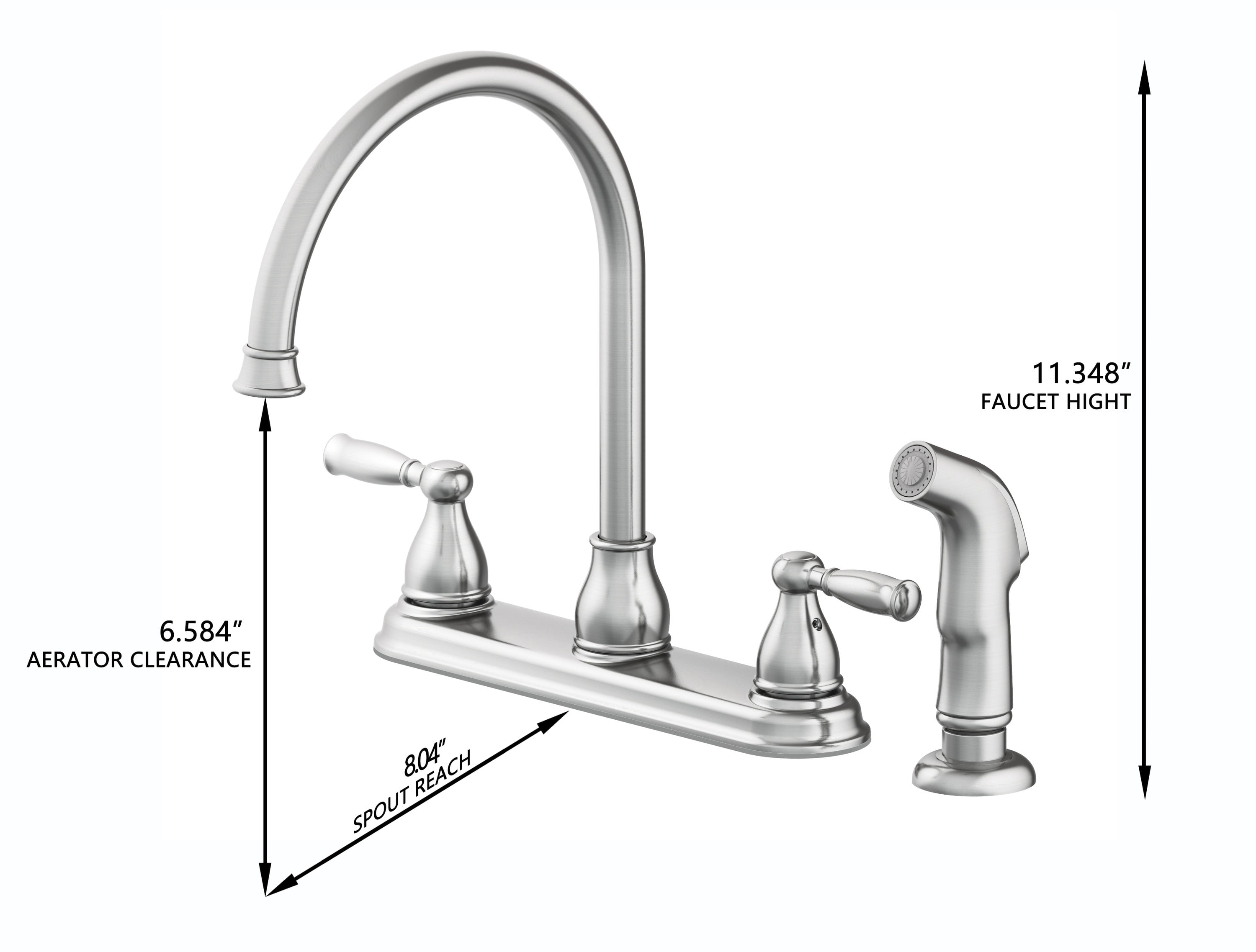 Project Source Brice Stainless Steel Double Handle Kitchen Faucet (Deck
