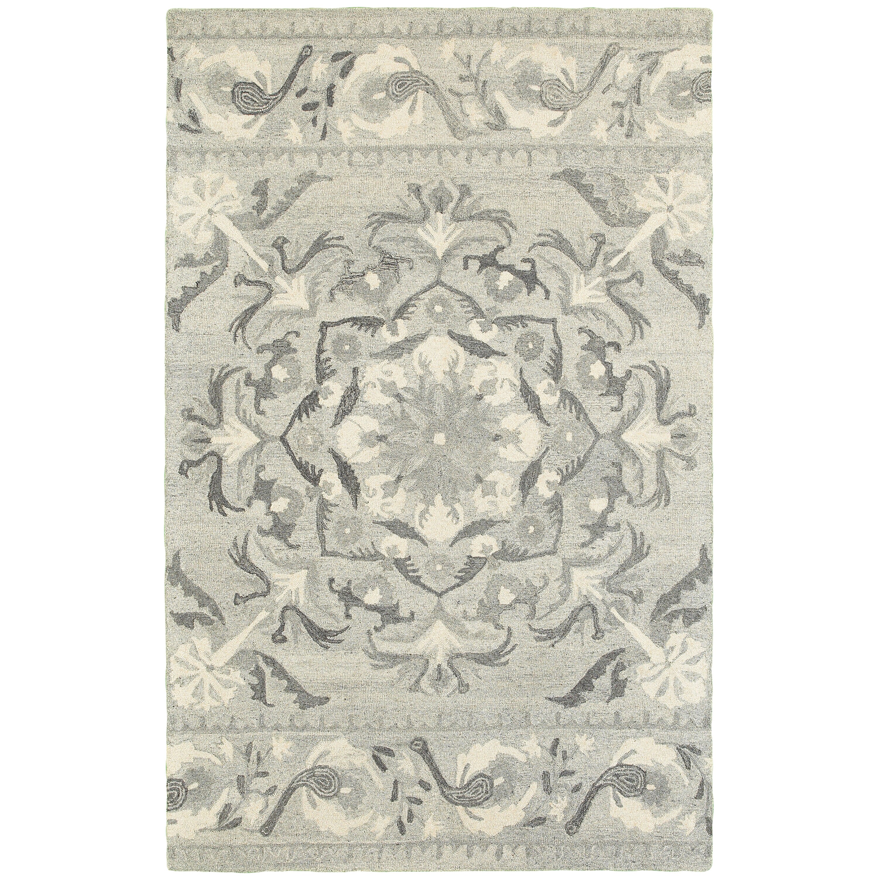 Archer Lane 930CRA15L Theia 5 x 8 (ft) Tufted Wool Ash Rectangular Indoor Floral/Botanical Area rug