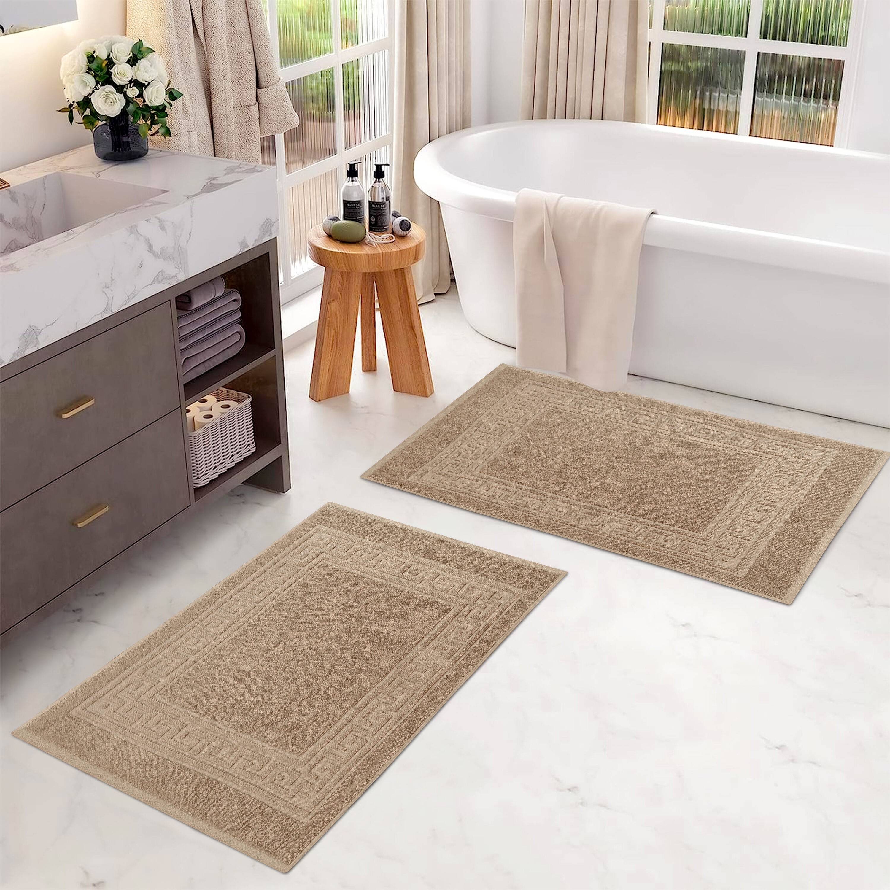 Cream Bathroom Rug set