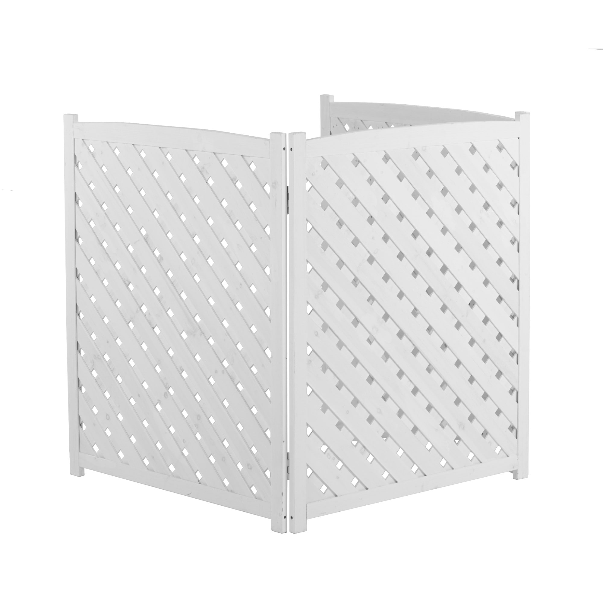 Wooakway - 32 in. W x 38 in. H 3-Panel Outdoor Air Conditioner Fence Screen Outside Wood Privacy ...