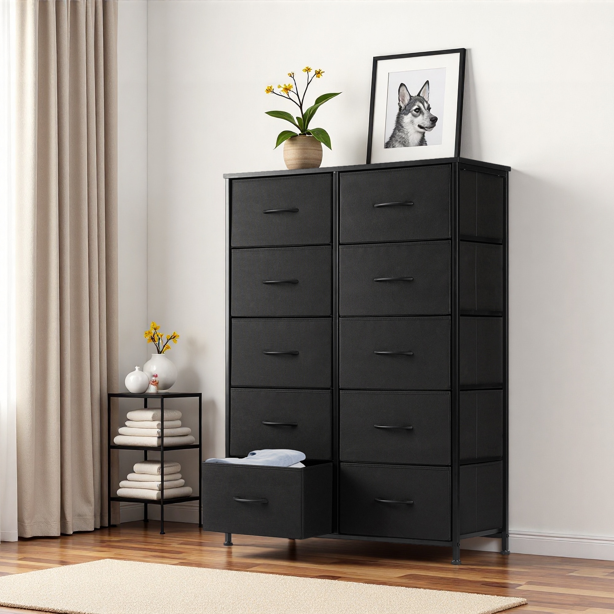 knee length dresses for ladies 6 Drawers, Modern Wooden Black Tall Dressers for Bedroom and Closet