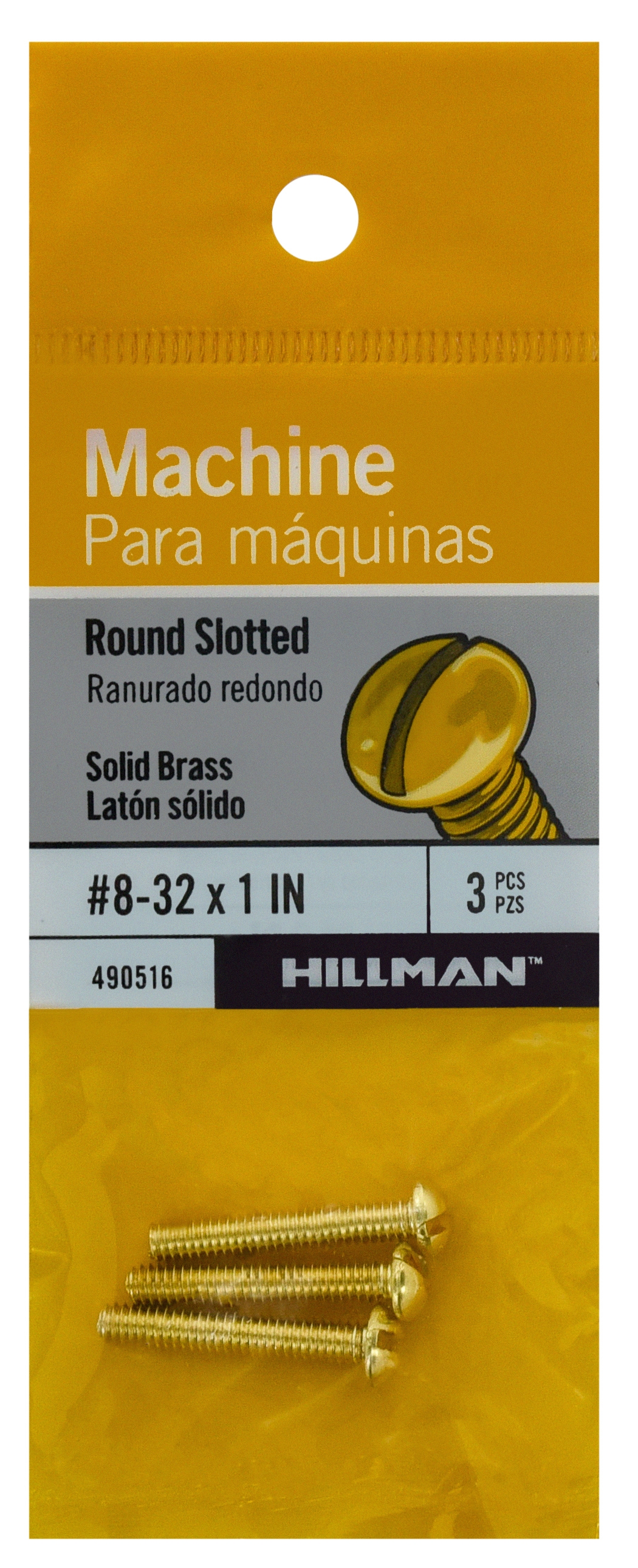 Hillman 490516 #8 - 32 x 1-in Slotted -Drive Machine screws ( 3 -Count )