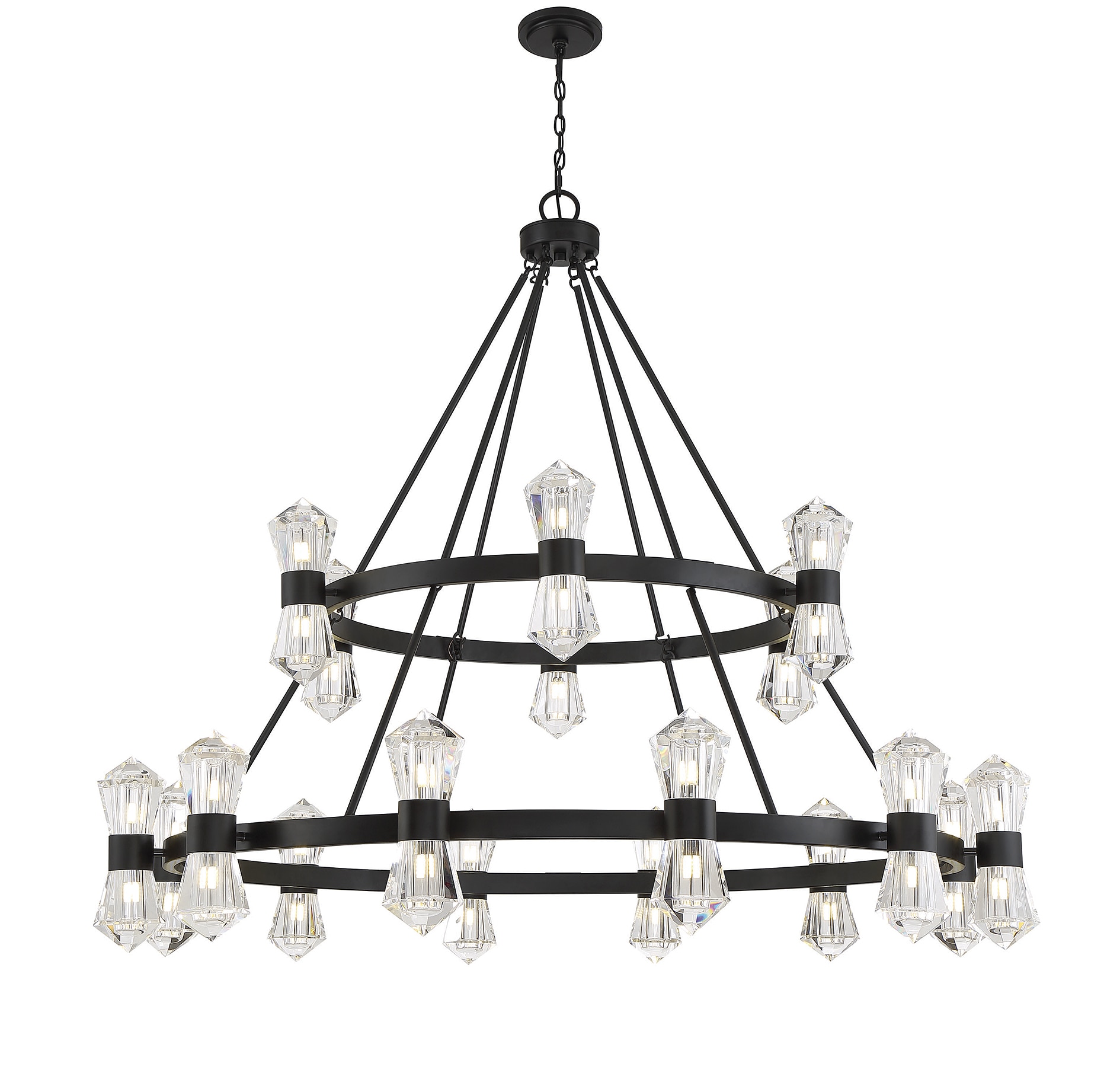 Modern Matte Black 36-Light Crystal Empire Chandelier