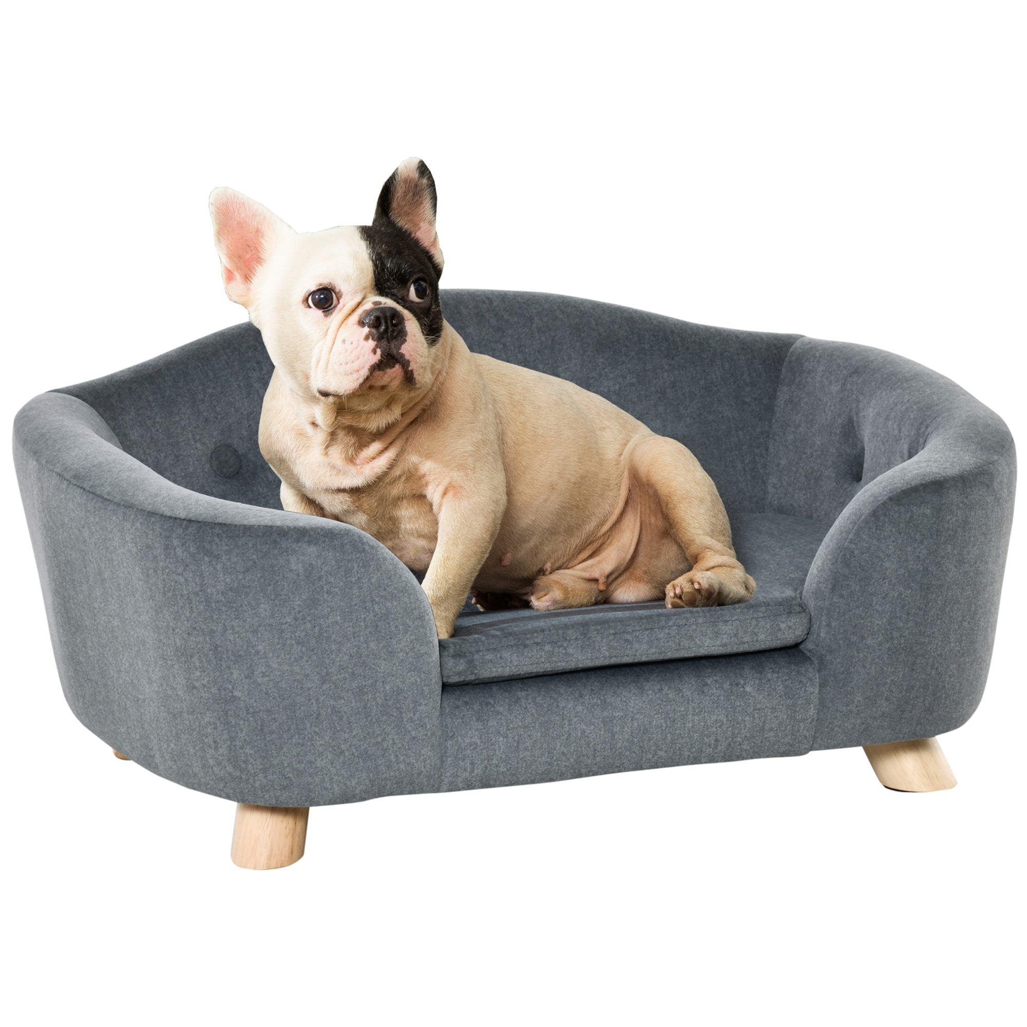 LOVMOR PawHut Dog Cat Couch Pet Dog Sofa Bed for Miniature Dogs with Washable and Removable Cushion Waterproof Cover Gray