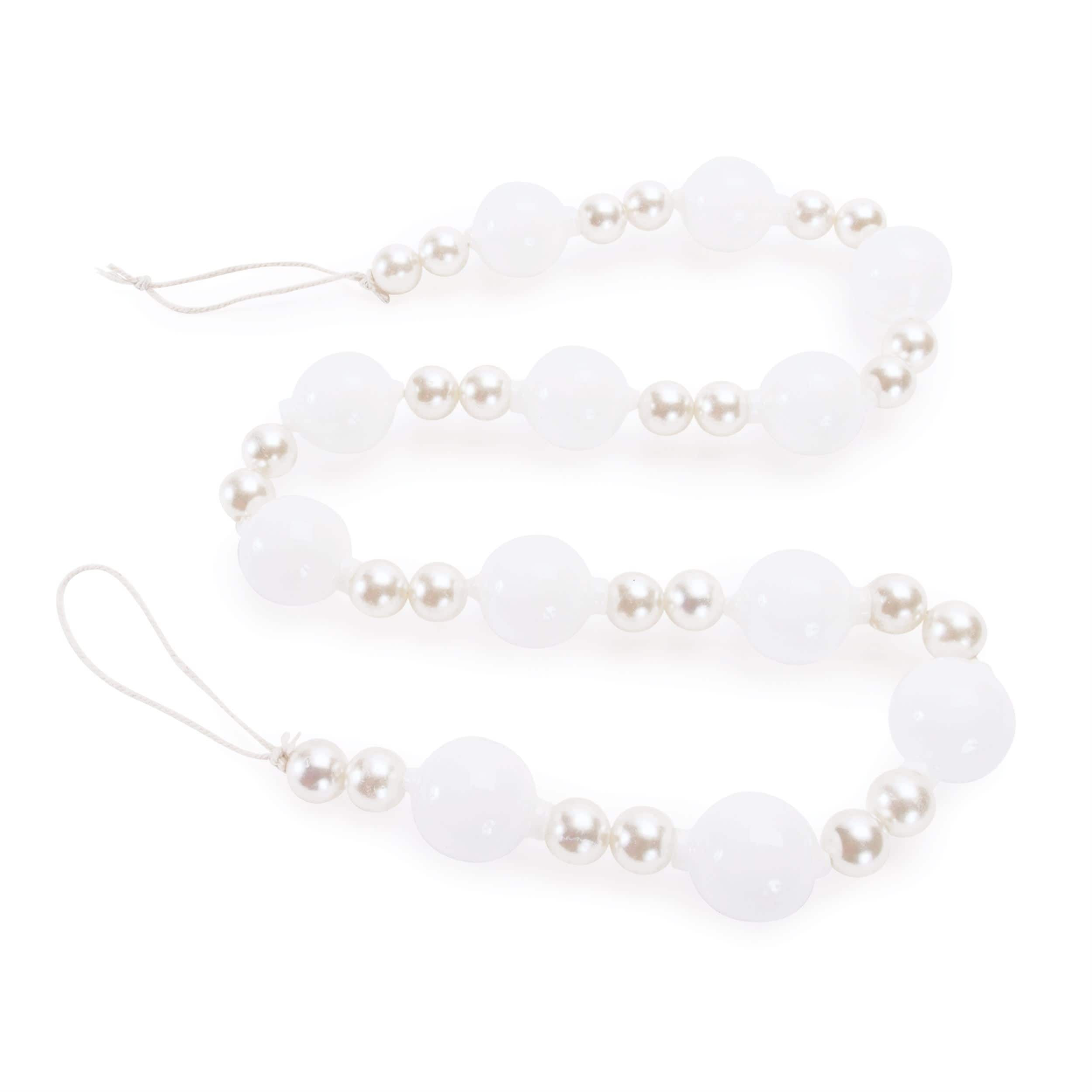 Melrose International - White and Pearl Glass Ball Garland 32 in