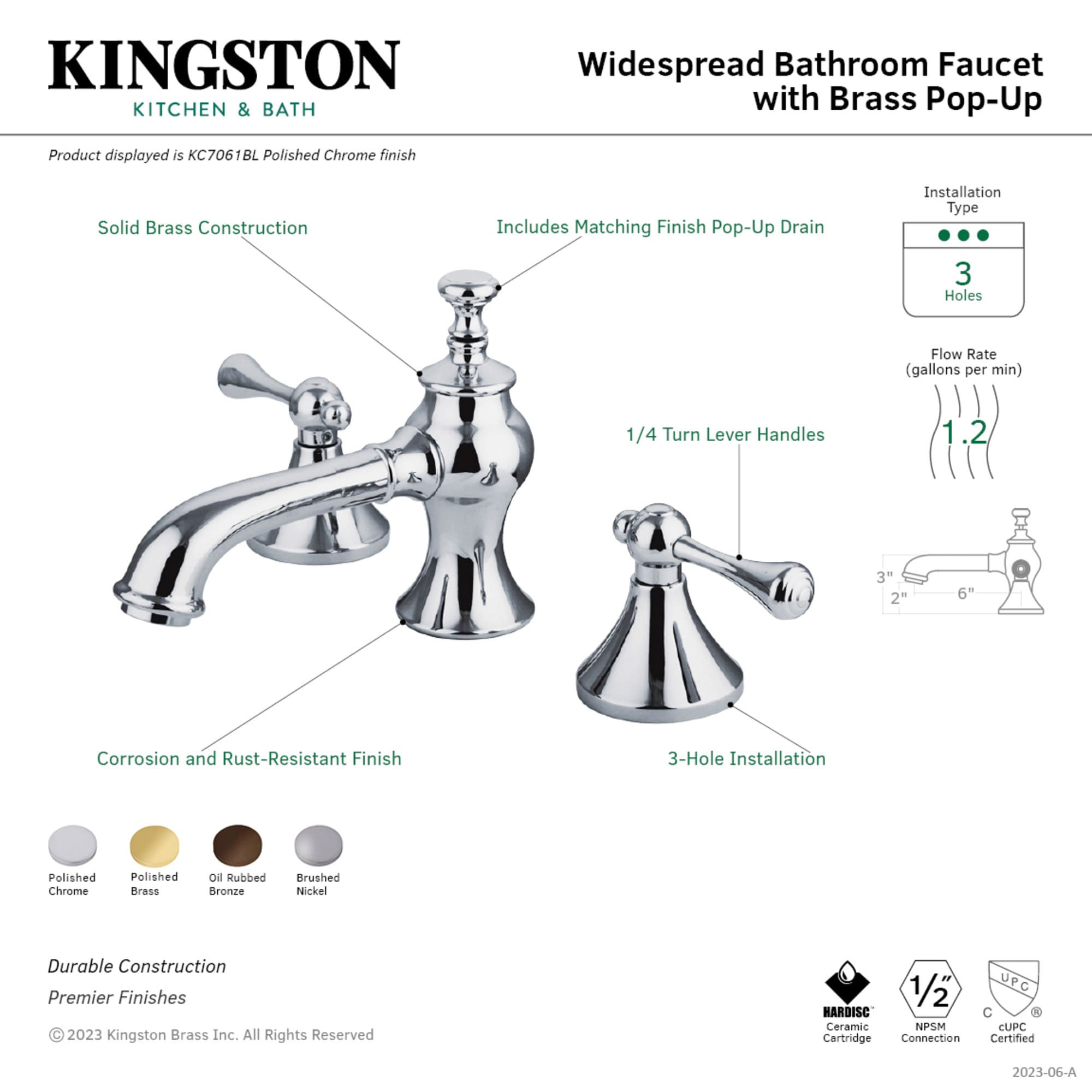 Kingston Brass WLKC7061BL Lavatory-Faucets - View #2