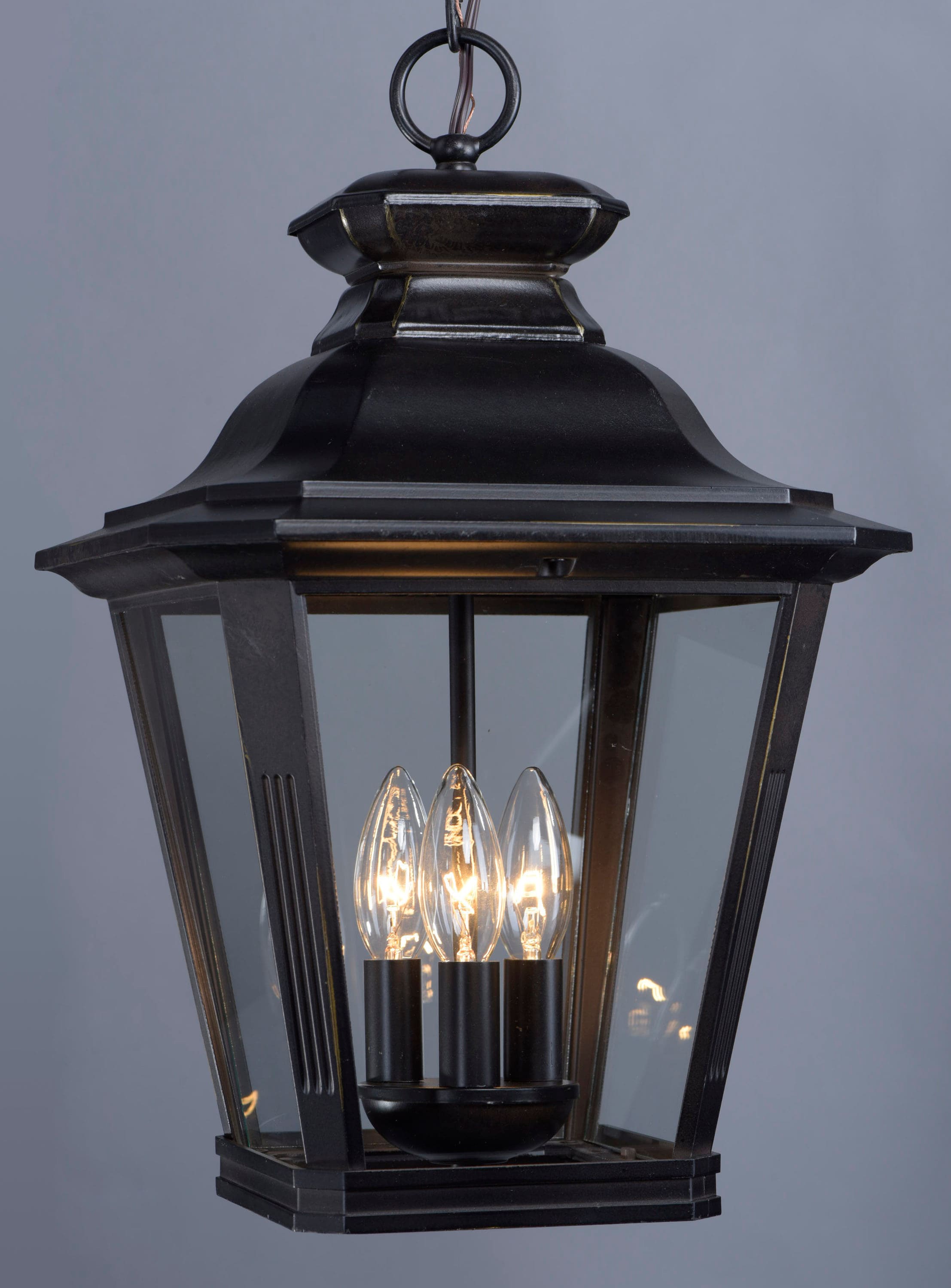Knoxville Bronze 3-Light Outdoor Hanging Lantern with Clear Glass