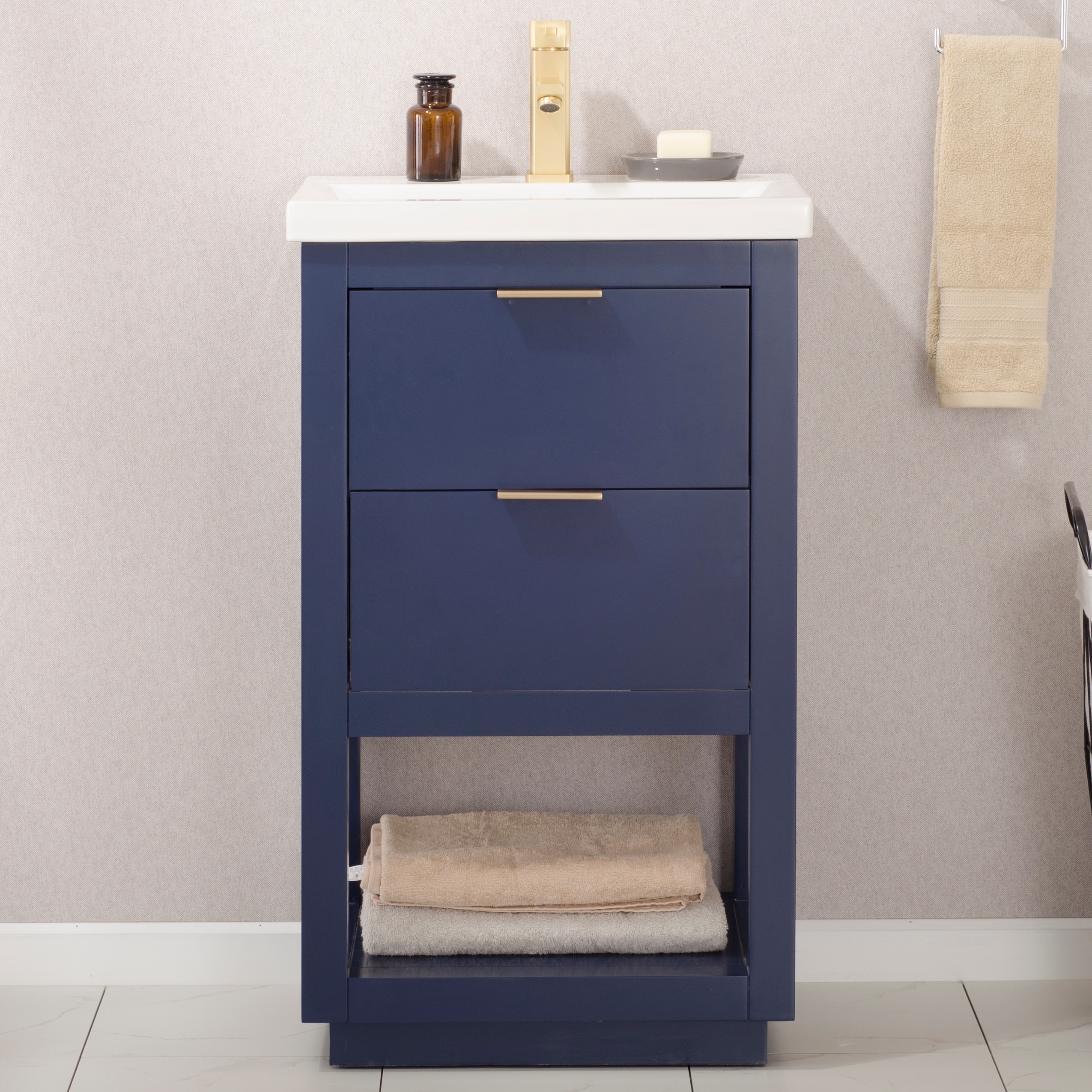 Design Element Klein 24-in Blue Single Sink Bathroom Vanity with White ...