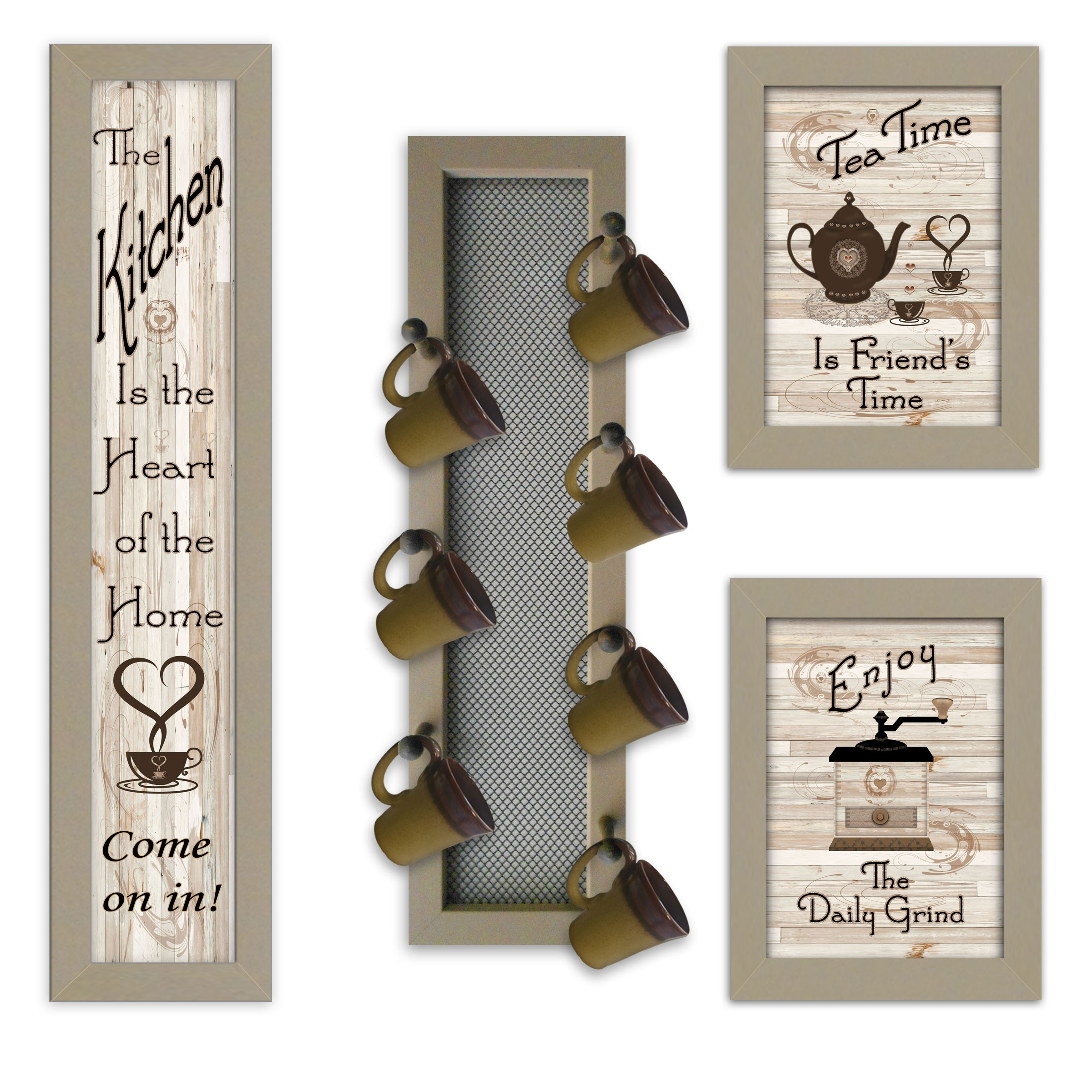 Trendy Decor 4U V434-MPV-779SG Kitchen Collection V Millwork Engineering Light Brown Wood Framed 10-in H x 32-in W Vintage/Retro Paper Print