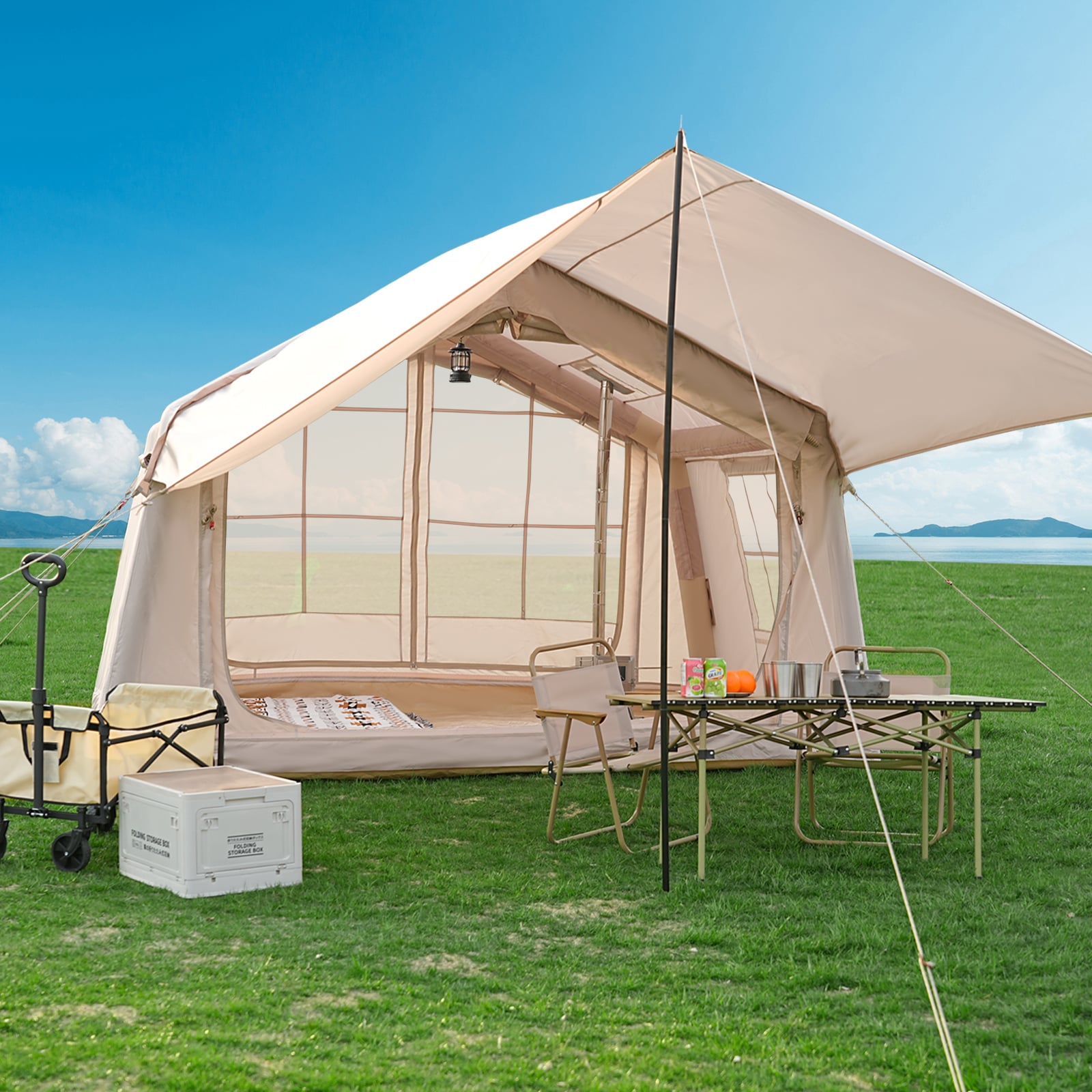 DOCRED  4-6 Person Inflatable Tents for Camping Blow Up Tent with Hand Pump