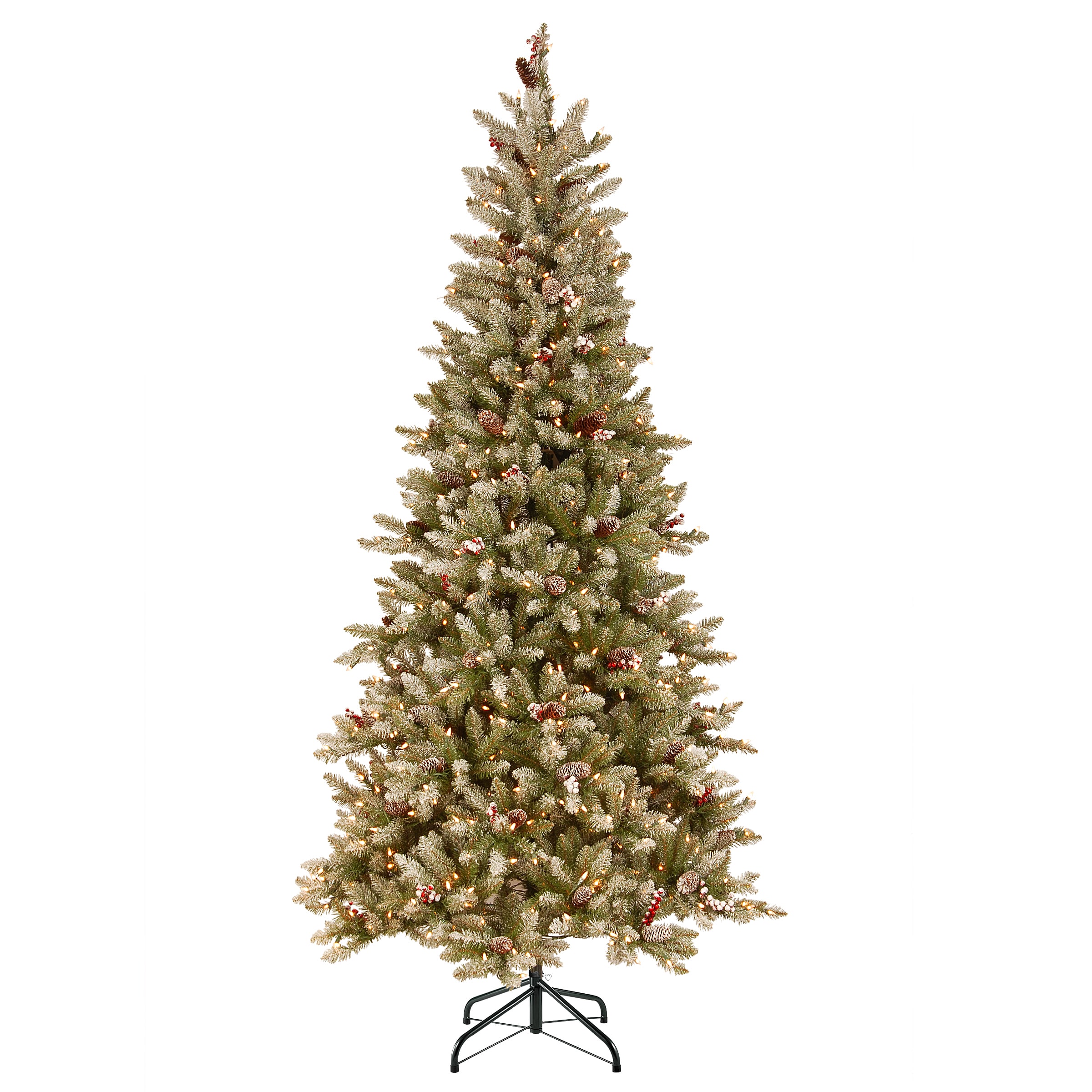 National Tree Company DUF-301-75 7.5-Feet Dunhill fir Pre-lit Slim Artificial Christmas Tree with White Incandescent Lights