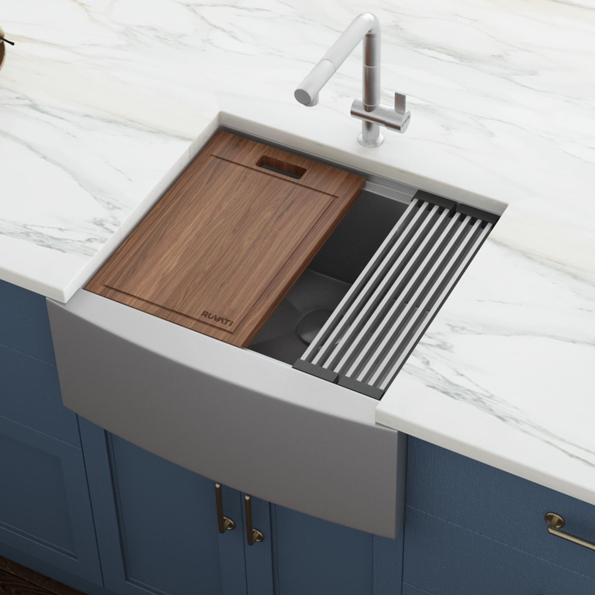 Ruvati 30" Stainless Steel Apron-Front Workstation Sink