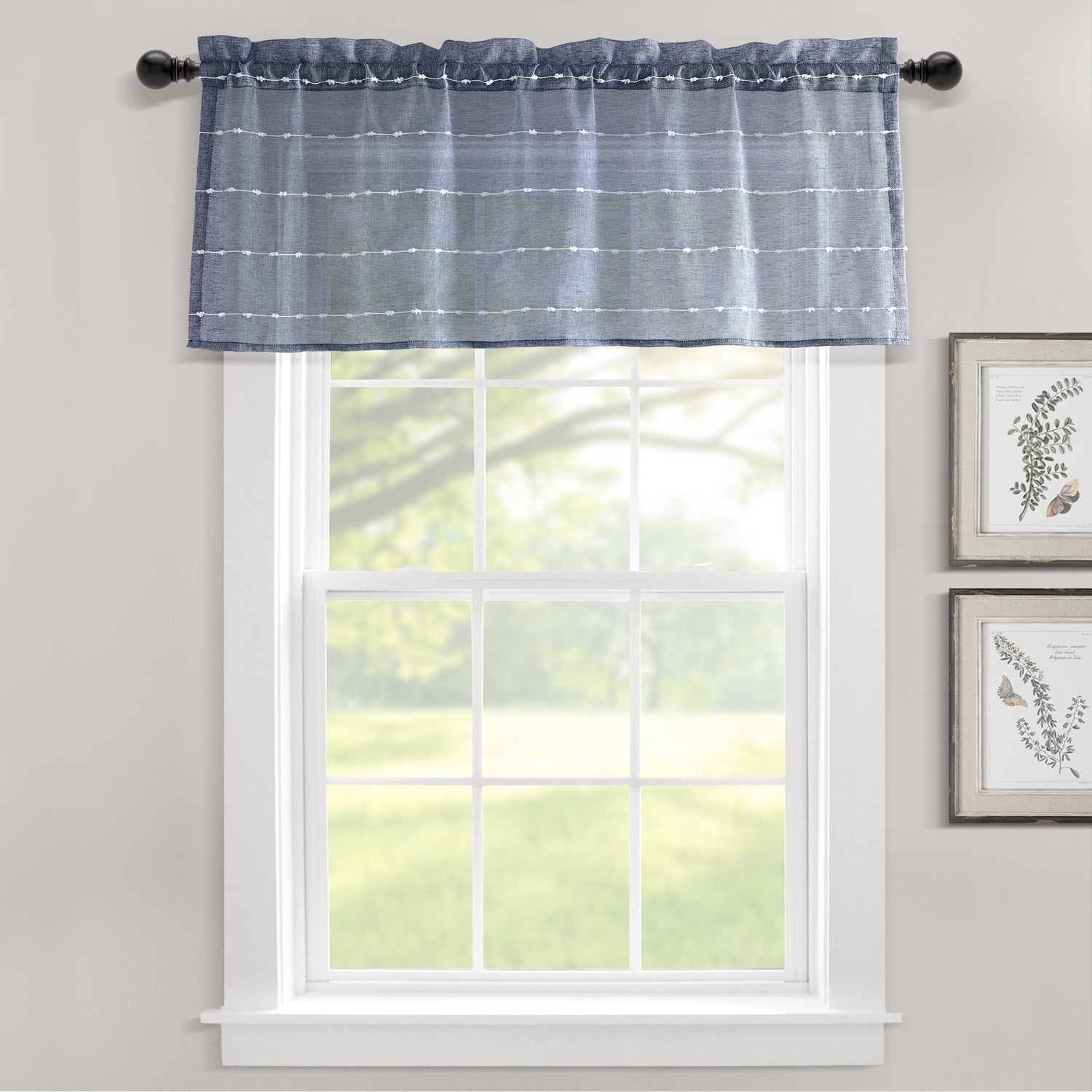 Lush Decor 21T012438 18-Inches Navy Polyester Rod pocket Valance
