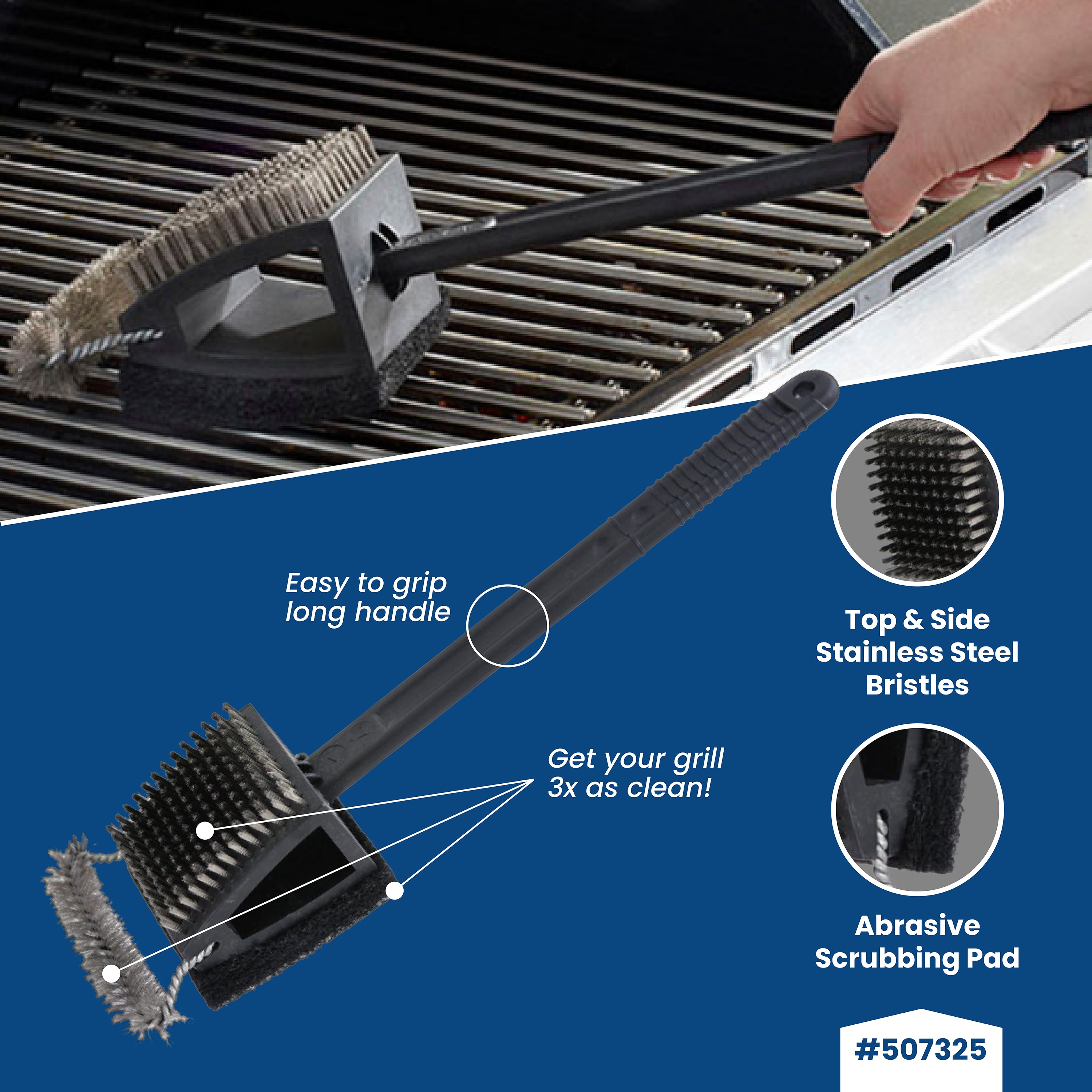Grill Brush And Scraper,bbq Grill Cleaning Brush Kit, Safe Wire Scrubber,  Universal Fit Bbq Cleaner Accessories