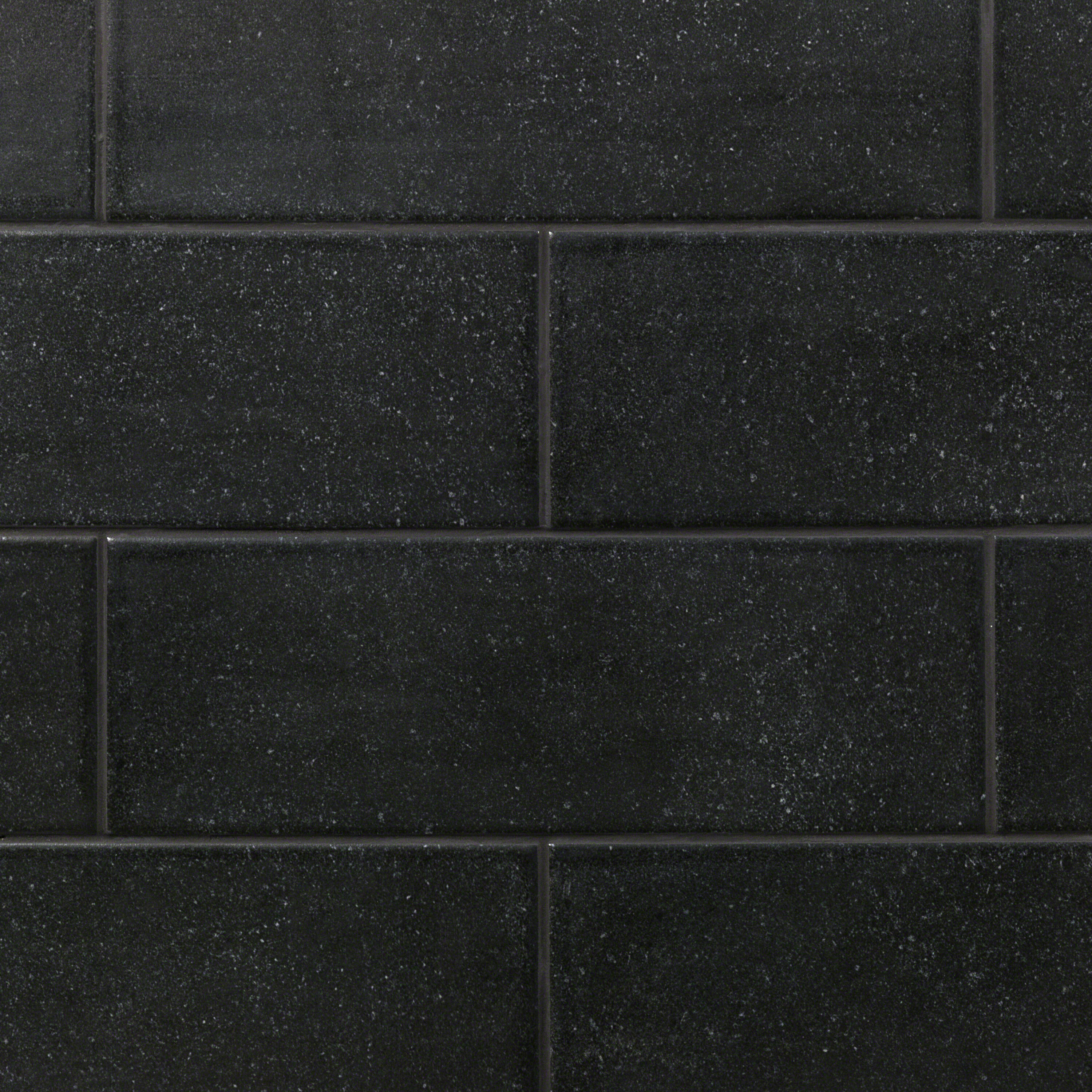 Artmore Tile EXT3RD103707 Sample- Detroit Black 4-in x 12-in Matte Ceramic Subway Wall Tile