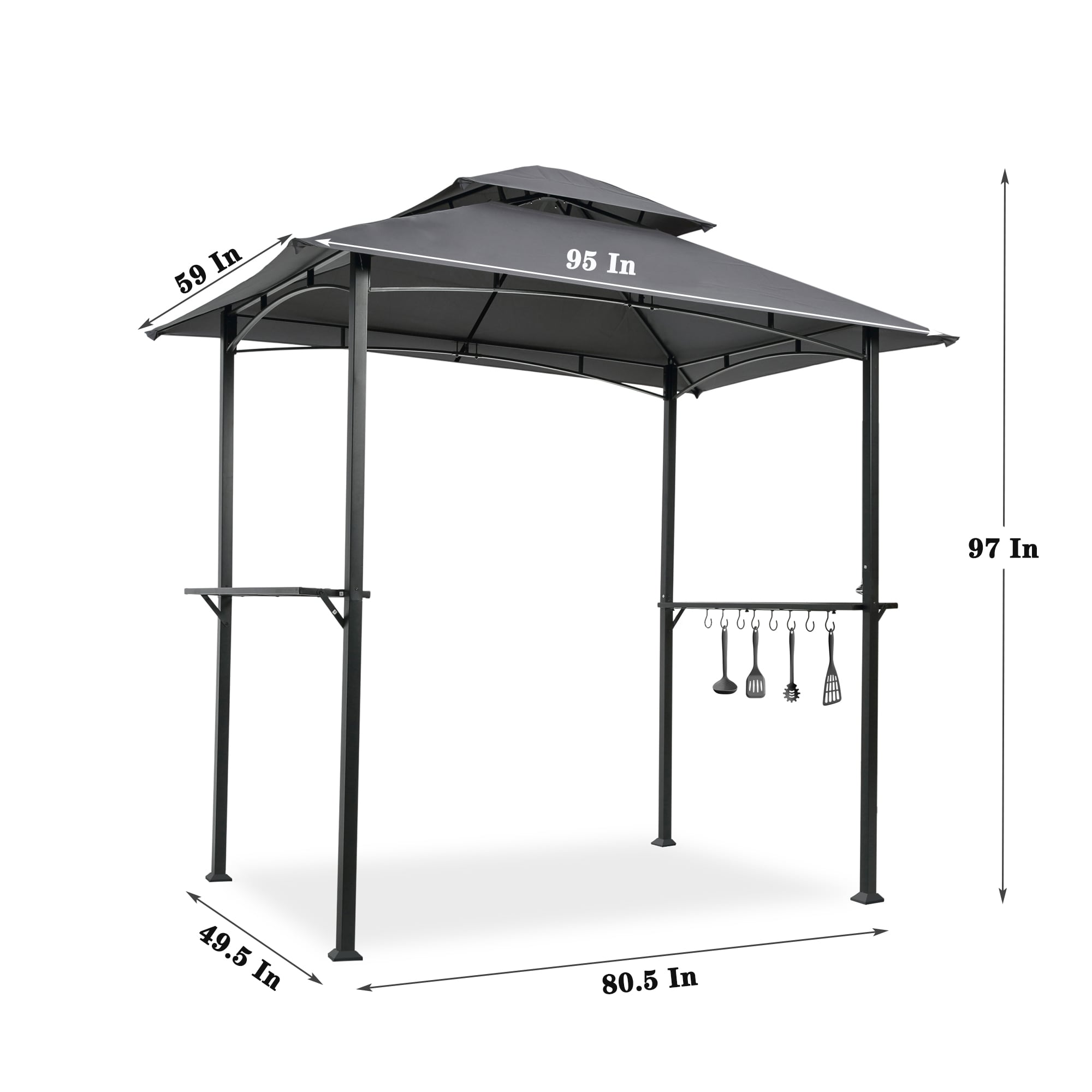 7 ft. x 4.5 ft. Gray Outdoor Patio Grill Gazebo BBQ Gazebo Canopy