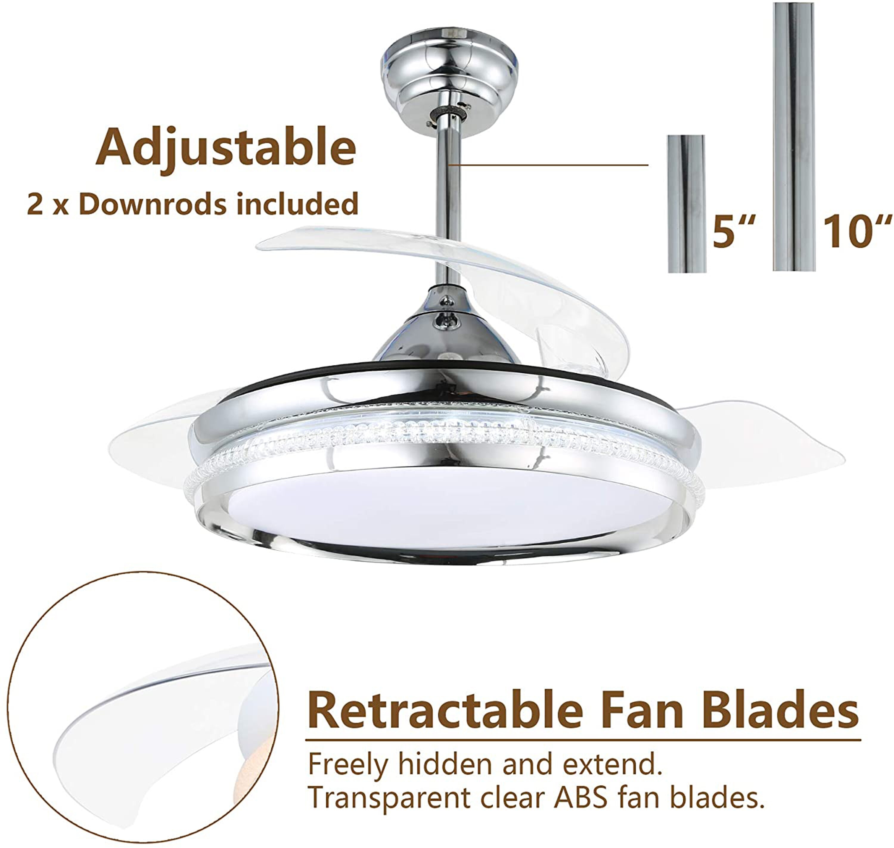 Oaks Decor Melotta 42-in Chrome with Clear Blades Color-changing ...