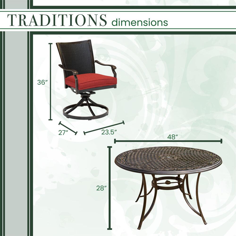 Hanover TRADDNWB5PCSWC-RED Patio-Dining-Sets - View #4