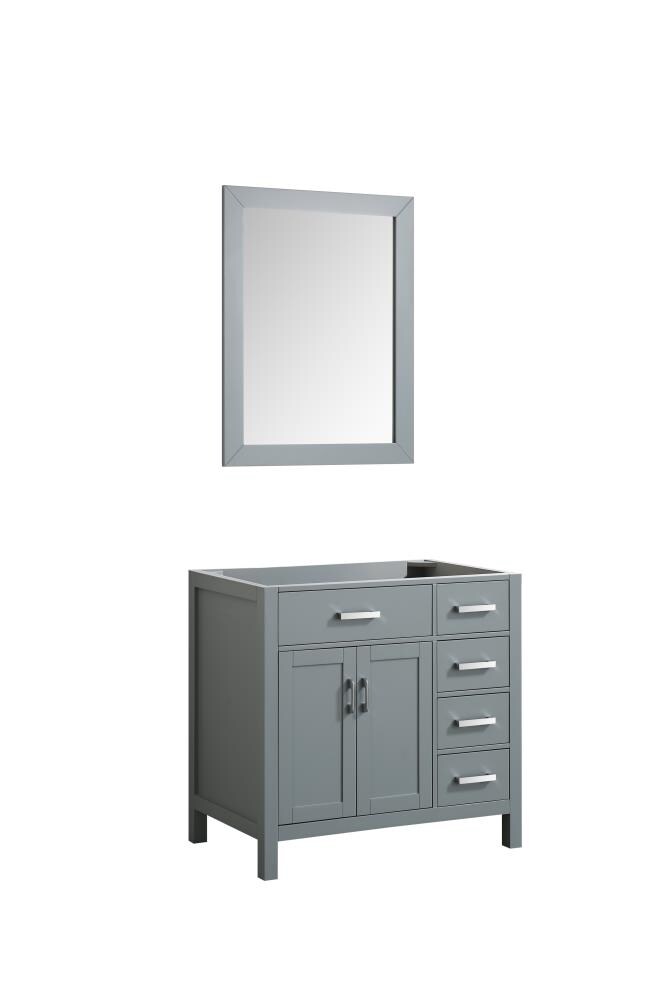 Beaumont Decor Hampton 36-in Gray Bathroom Vanity Base Cabinet without Top (Mirror Included)