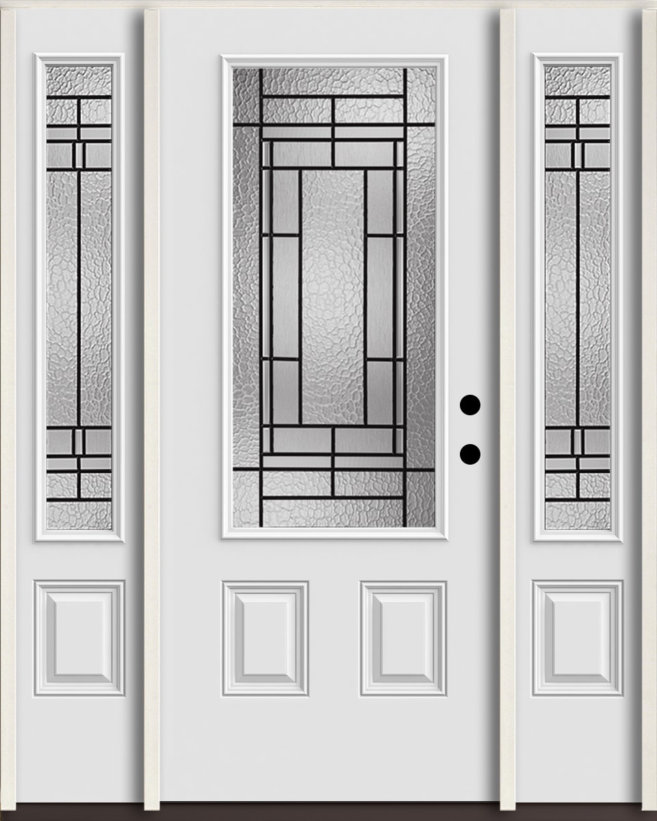 RELIABILT LO963696 Pembrook 60-in x 80-in x 4-5/8-in Fiberglass 3/4 lite Left-hand inswing Arctic White Paint Painted Prehung Front Door with Sidelights Insulating core