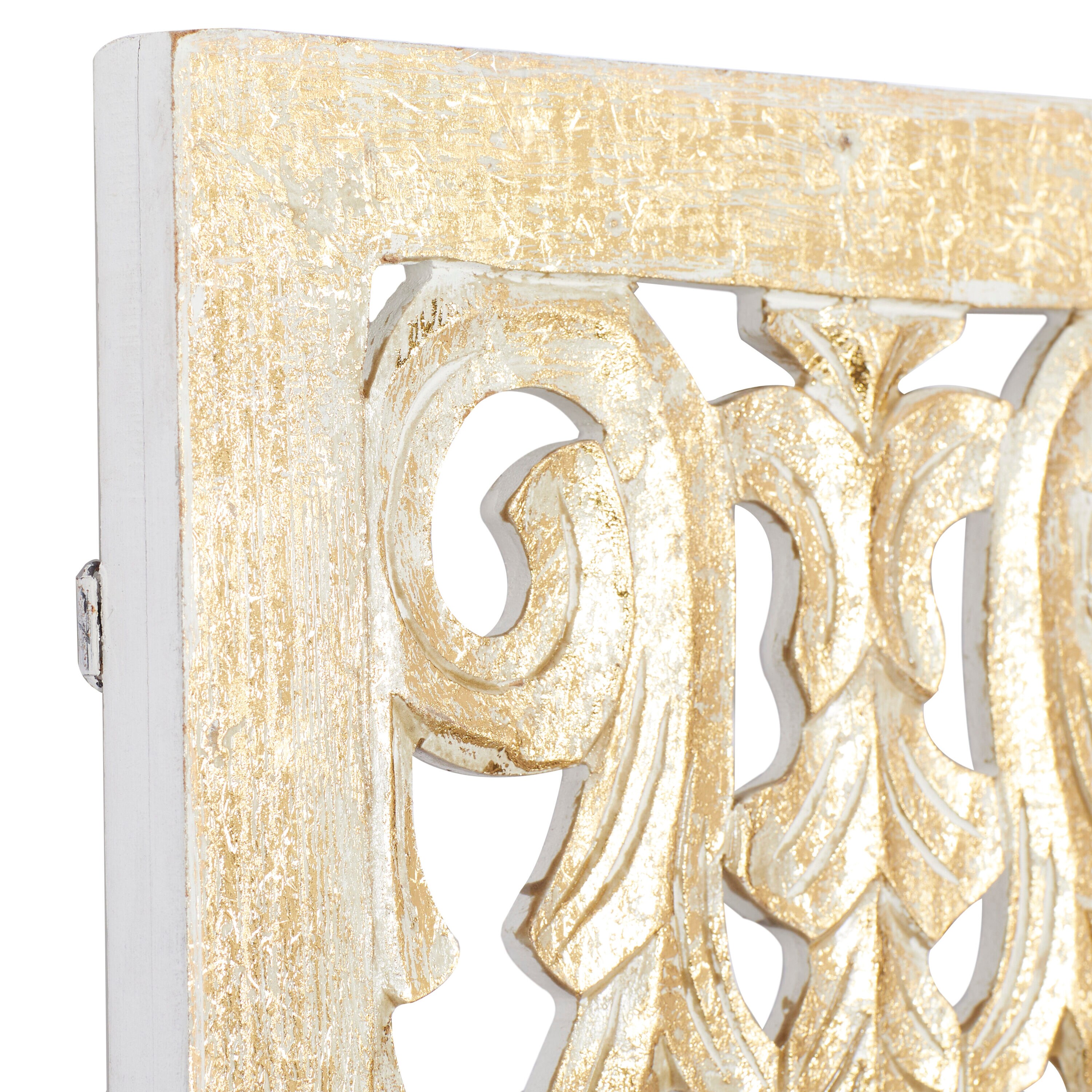 Gold Carved Wooden Floral Scroll Wall Decor Panel