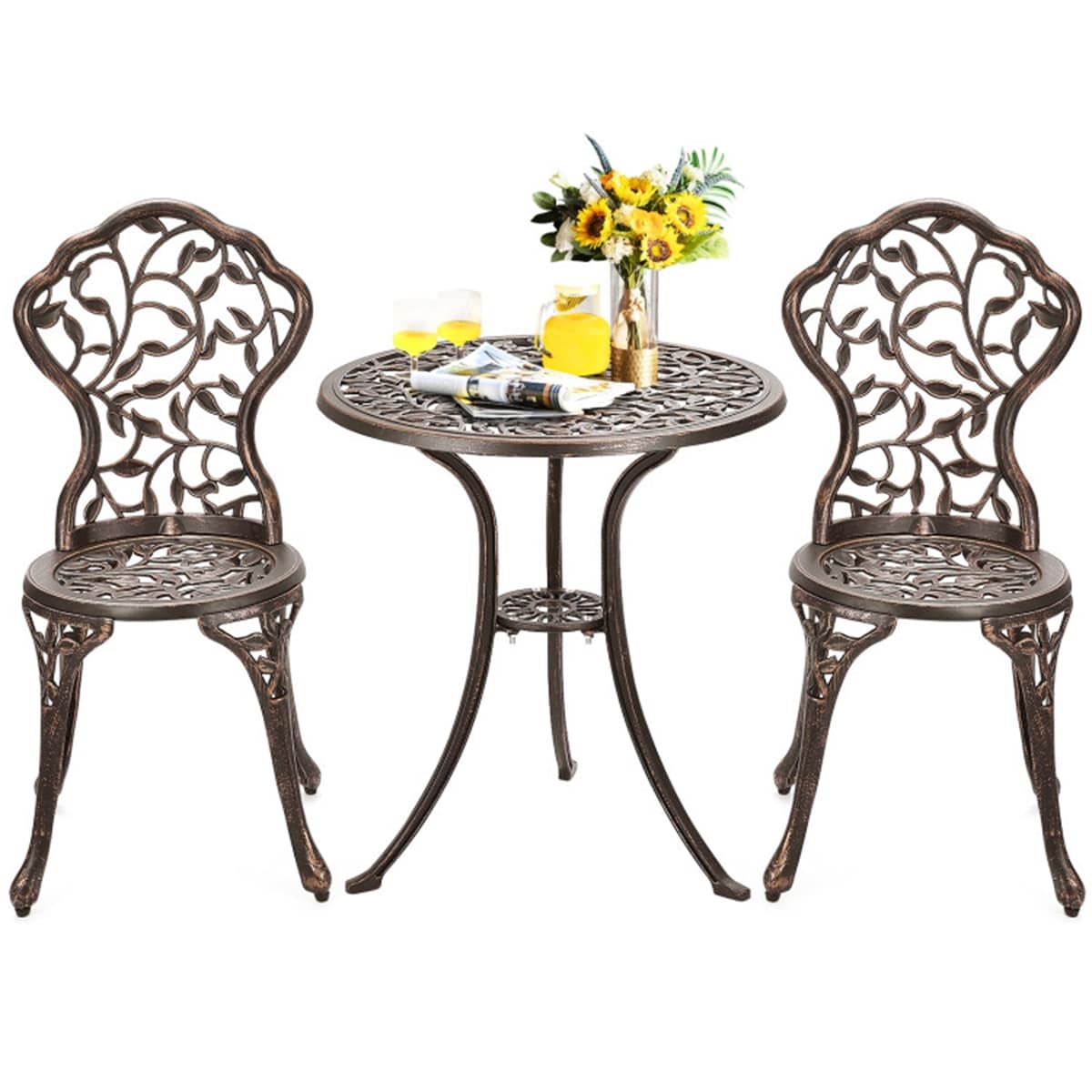 Forclover HYFC-3BS770 3-Pieces Aluminum Bistro Set 3 -Piece Patio Conversation Set