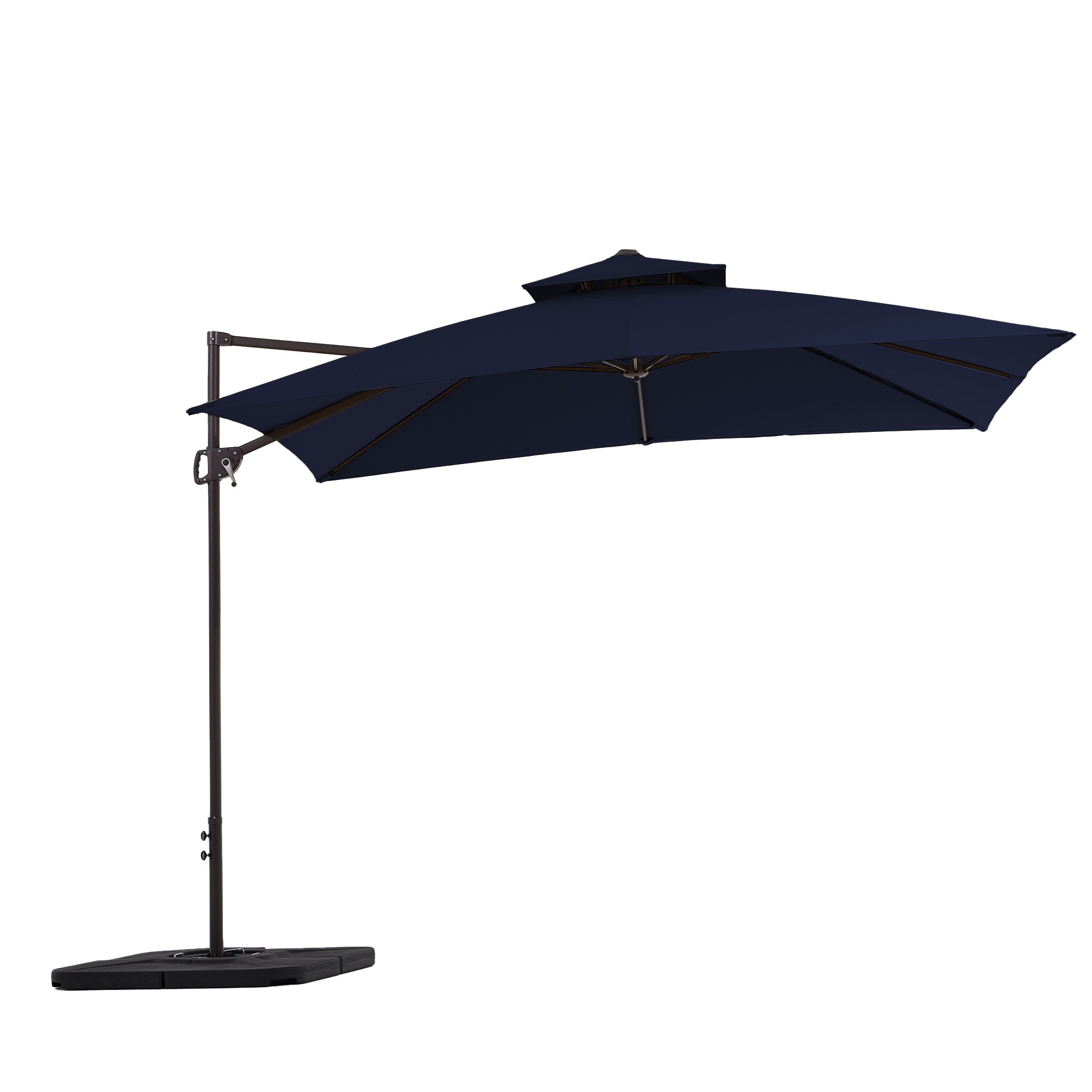 VOUA JYLM-9X9-NY 9-ft Iron Navy Crank Cantilever Patio Umbrella with Base