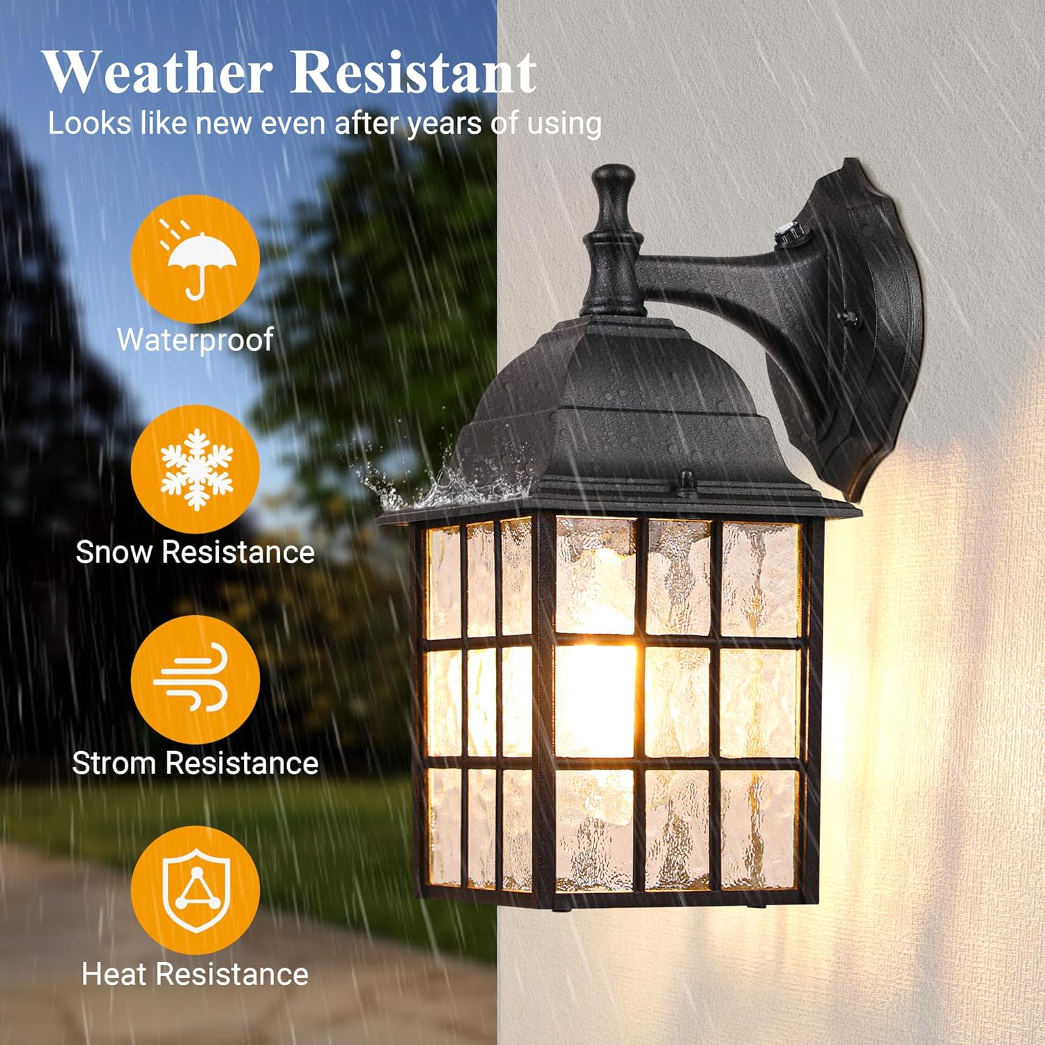 Cinoton 2-Pack Dusk to Dawn Outdoor Wall Lights Sensor Exterior Light ...