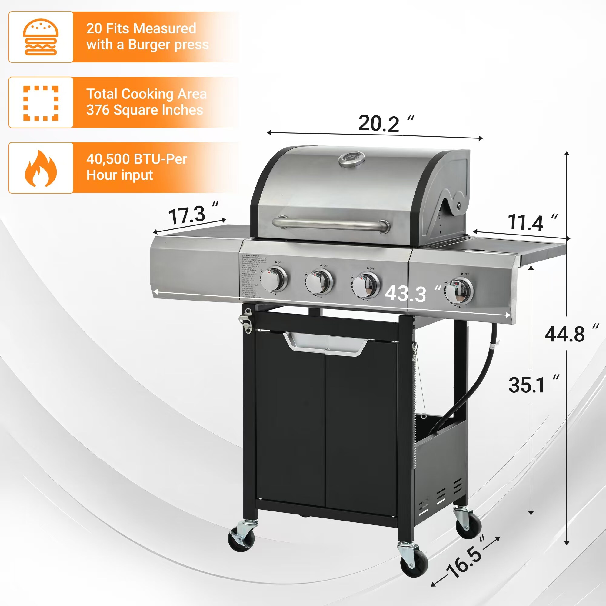 Lycvki CP13 Gas-Grill-Cookgrates-Warmracks - View #3